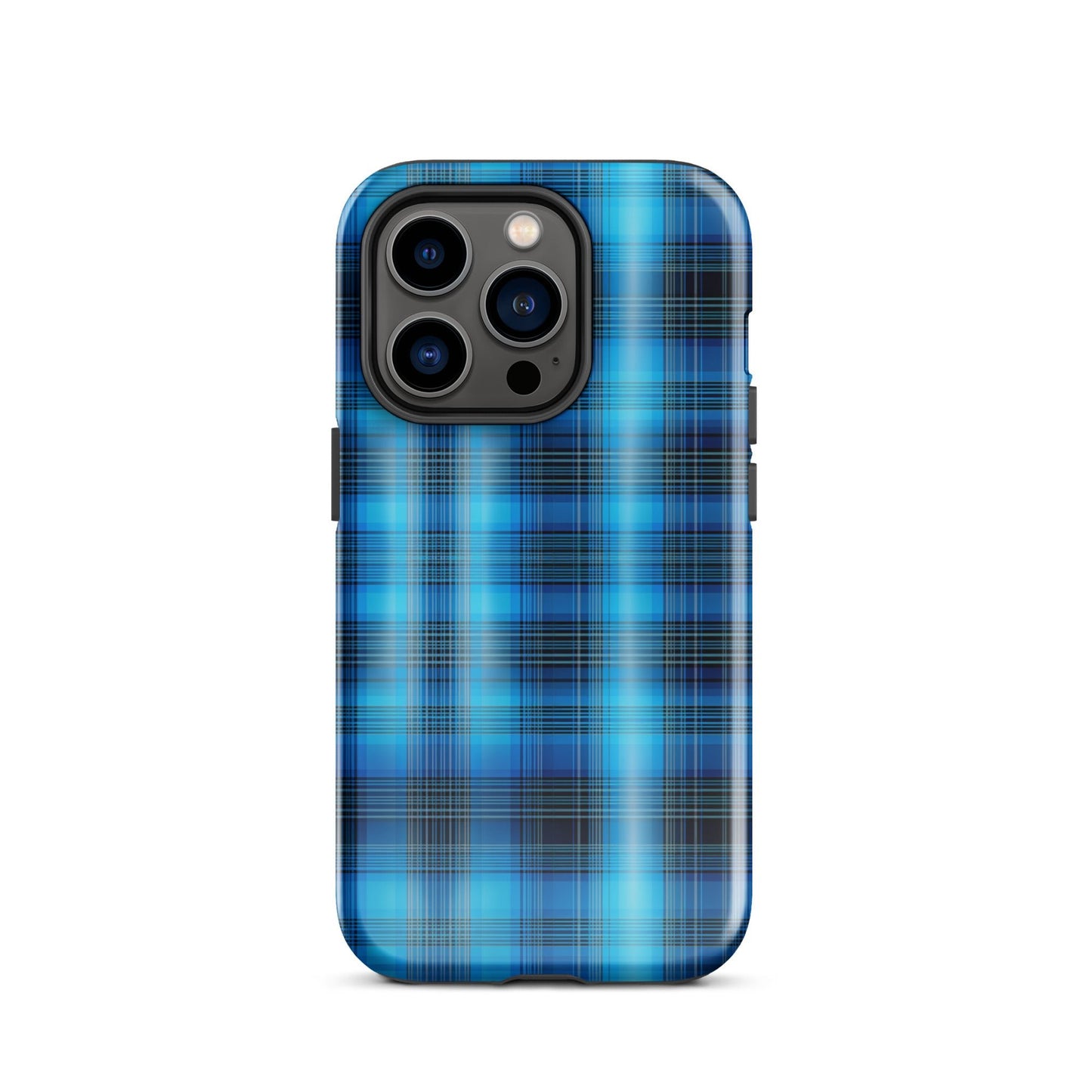 Front Blue Plaid Signature Design - Tough Case for iPhone® Tough #MzKittyz #NikkiDKatArt
