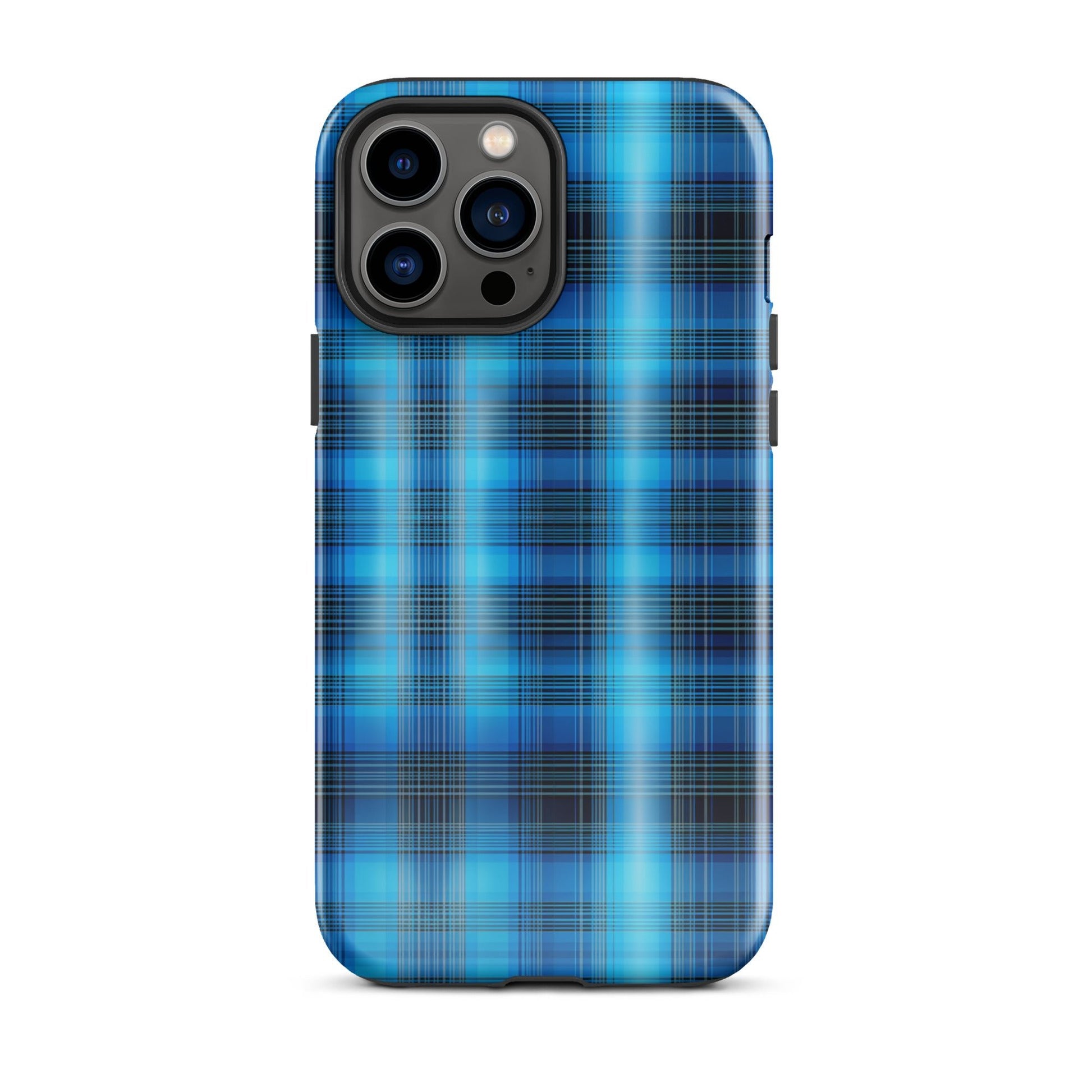 Front Blue Plaid Signature Design - Tough Case for iPhone® Tough #MzKittyz #NikkiDKatArt