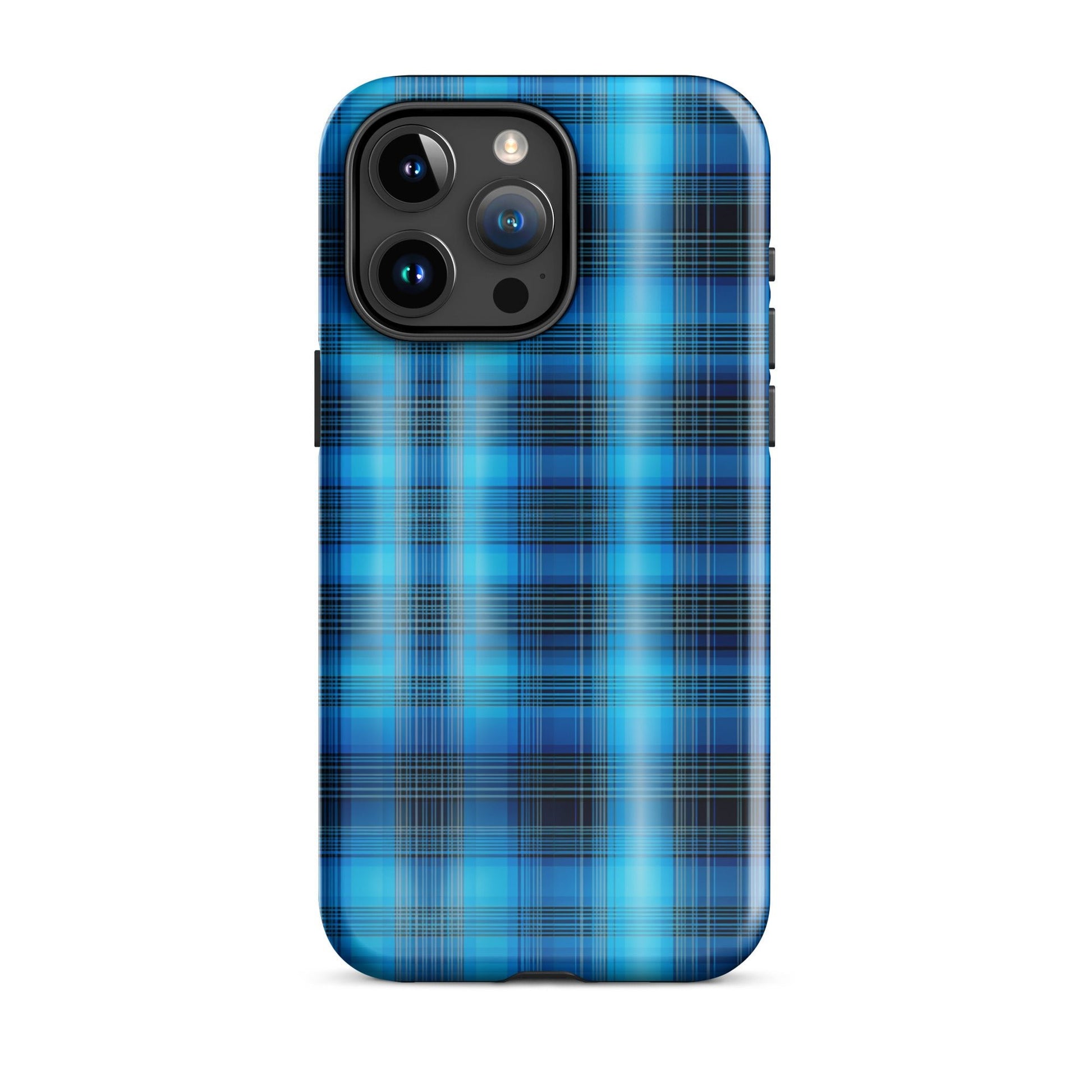 Front Blue Plaid Signature Design - Tough Case for iPhone® Tough #MzKittyz #NikkiDKatArt