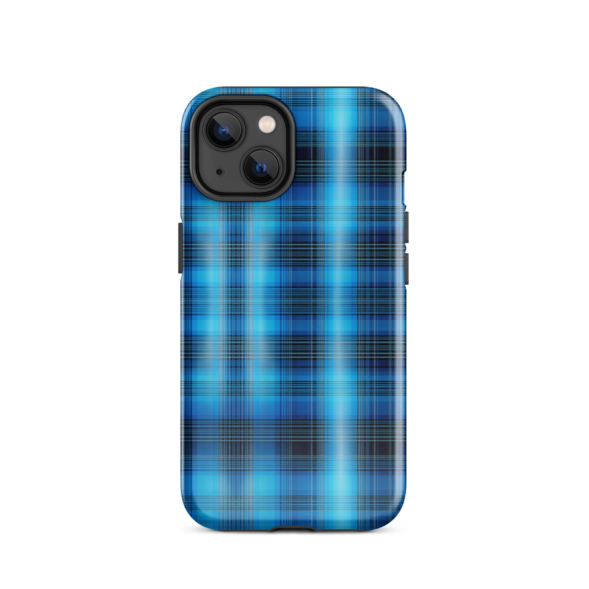 Front Blue Plaid Signature Design - Tough Case for iPhone® Tough #MzKittyz #NikkiDKatArt