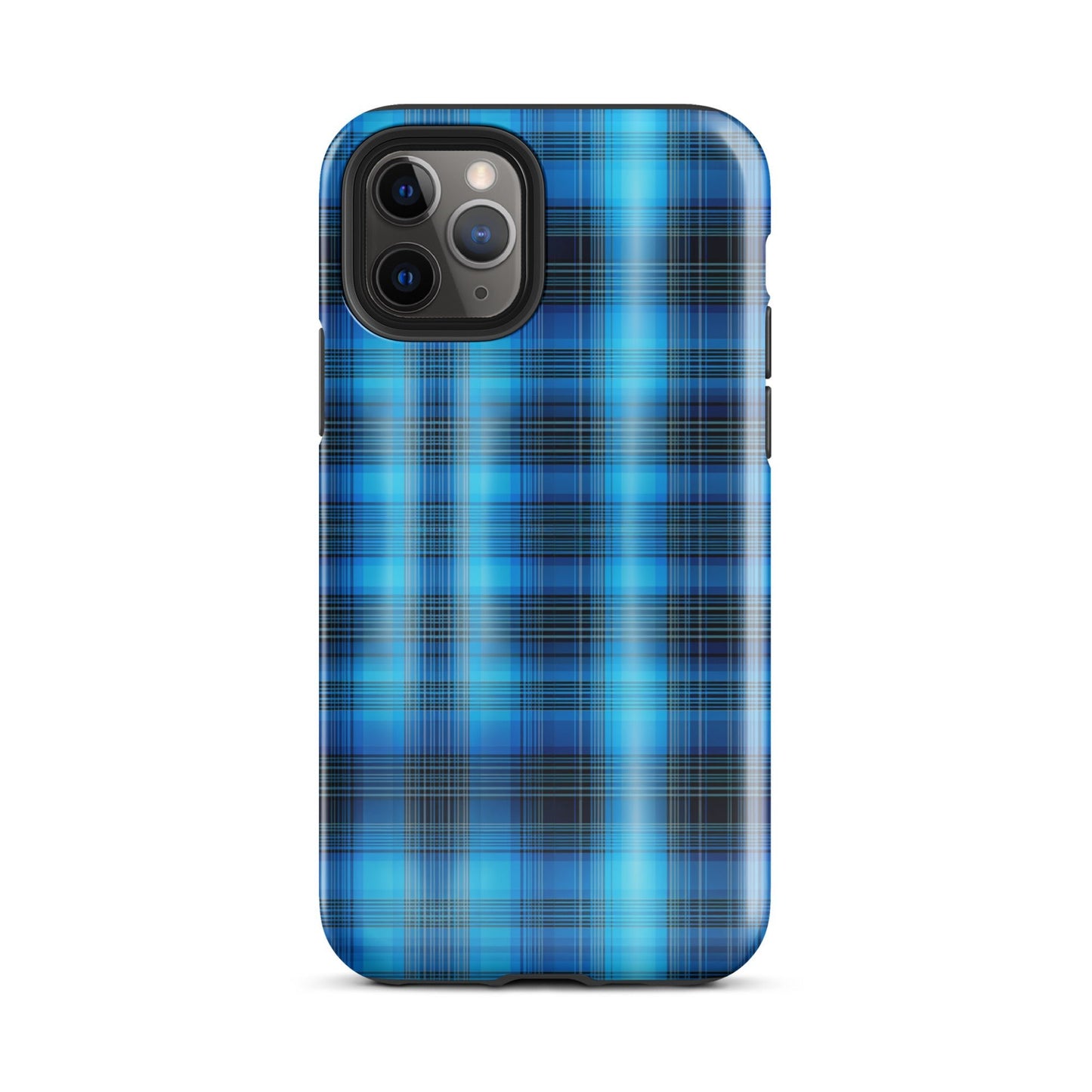 Front Blue Plaid Signature Design - Tough Case for iPhone® Tough #MzKittyz #NikkiDKatArt