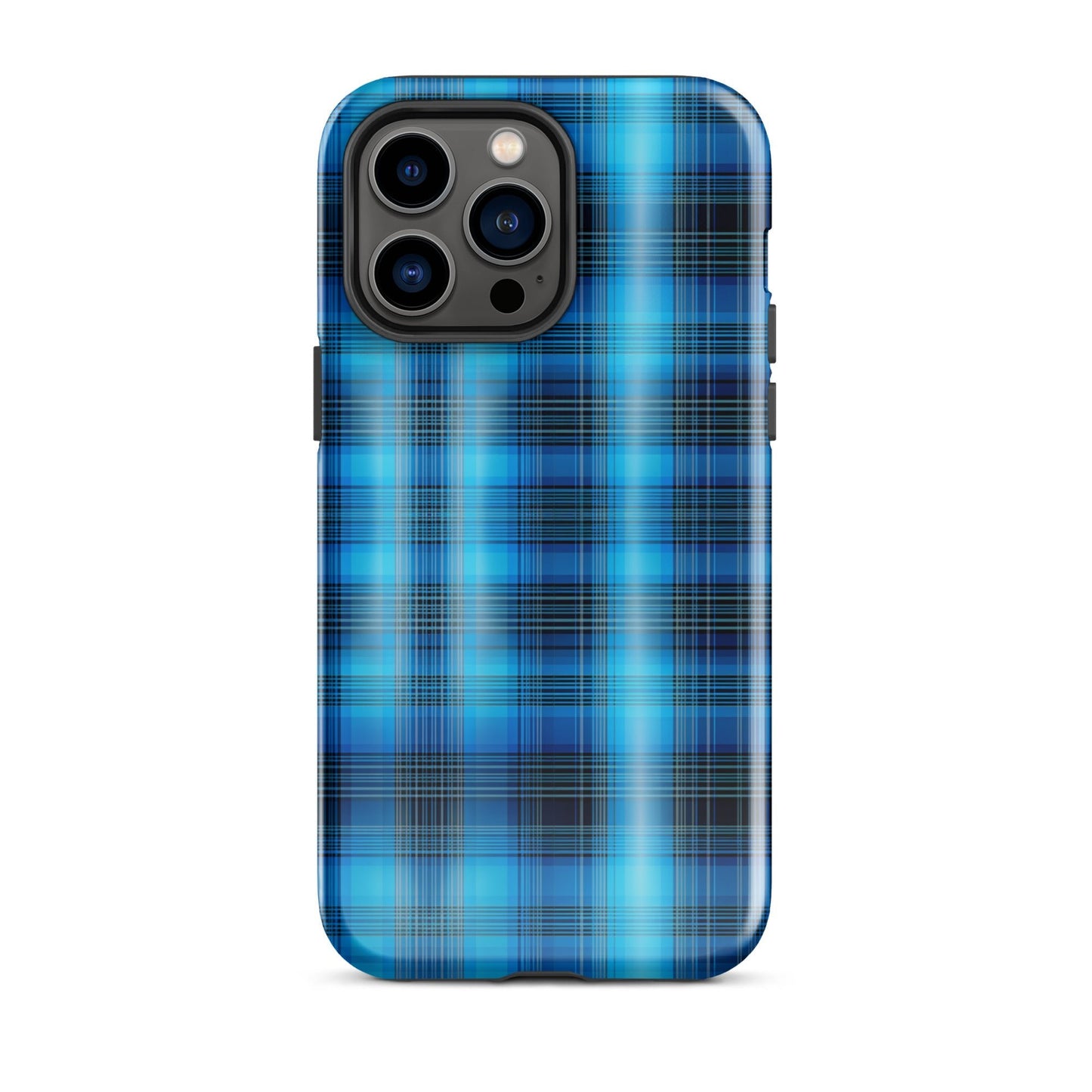 Front Blue Plaid Signature Design - Tough Case for iPhone® Tough #MzKittyz #NikkiDKatArt