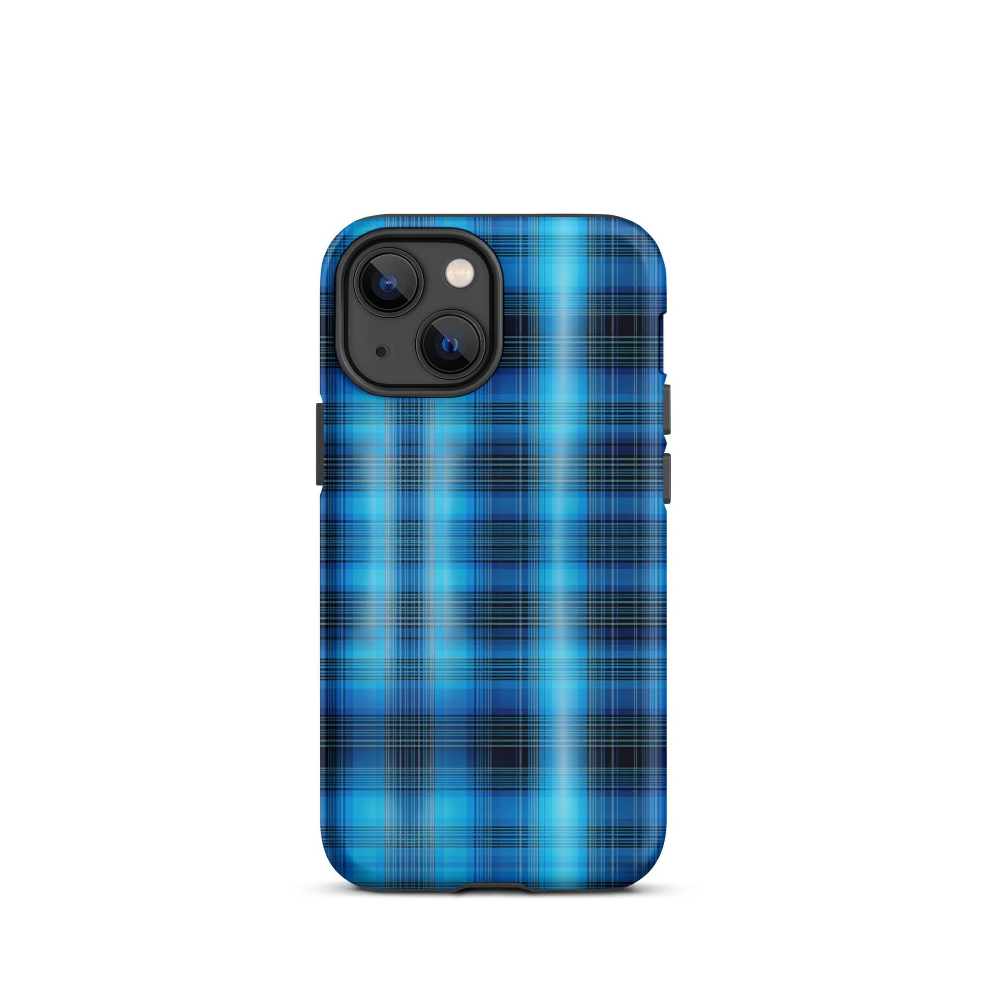 Front Blue Plaid Signature Design - Tough Case for iPhone® Tough #MzKittyz #NikkiDKatArt
