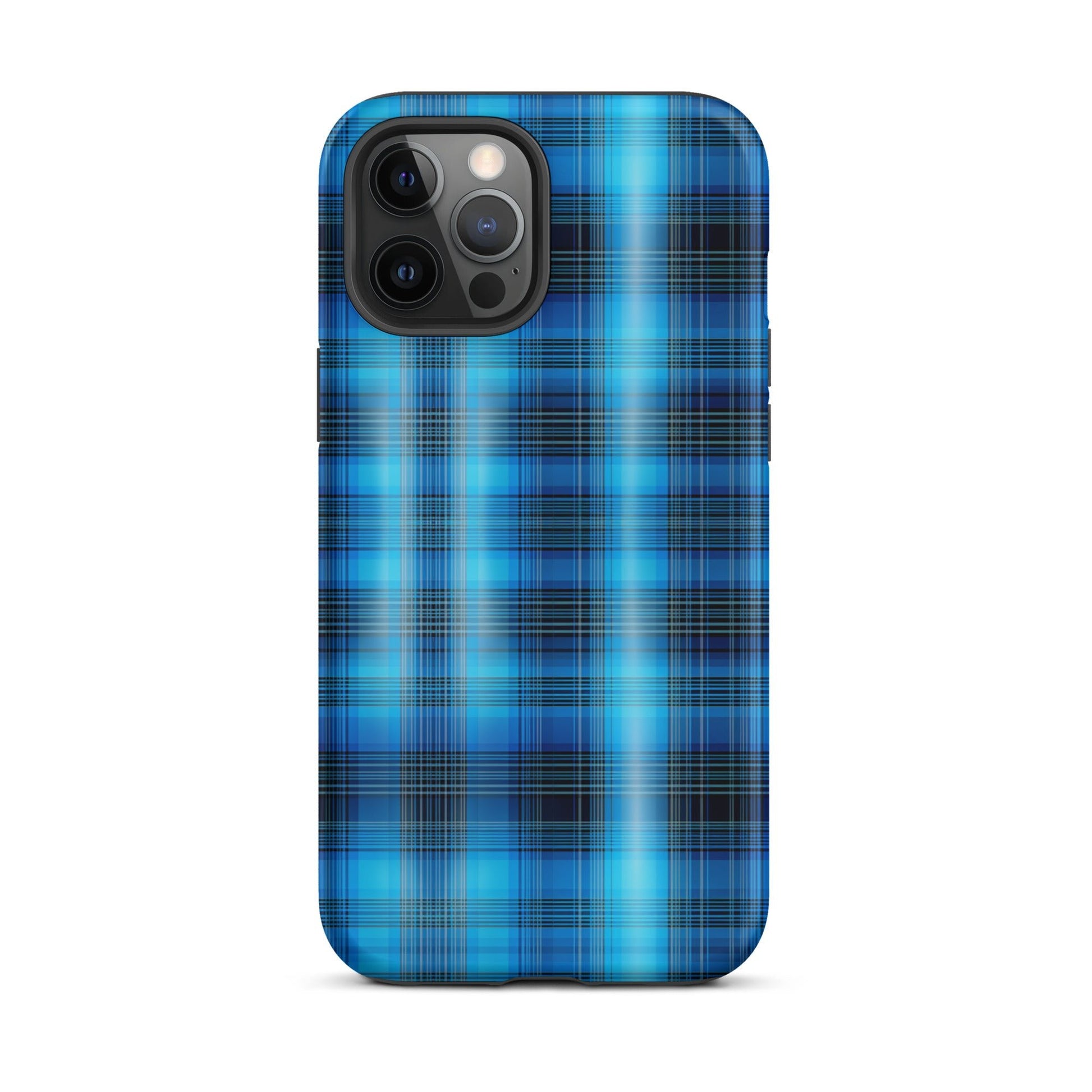 Front Blue Plaid Signature Design - Tough Case for iPhone® Tough #MzKittyz #NikkiDKatArt