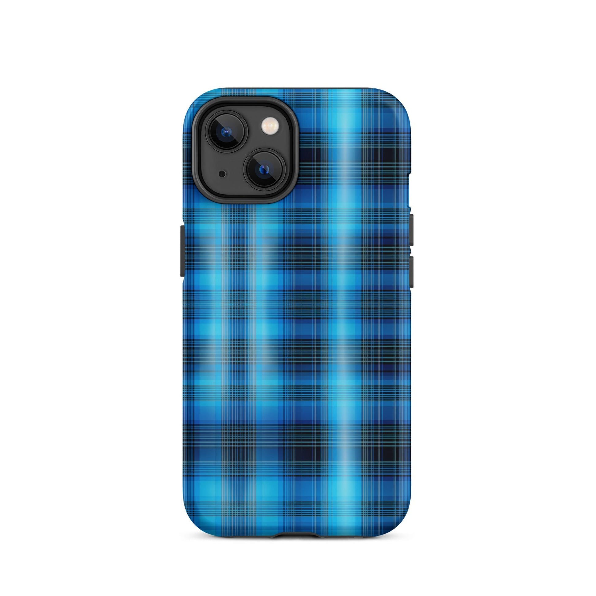 Front Blue Plaid Signature Design - Tough Case for iPhone® Tough #MzKittyz #NikkiDKatArt