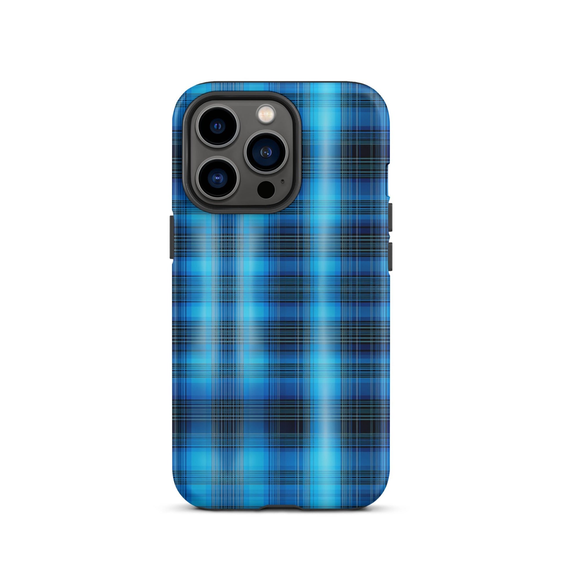 Front Blue Plaid Signature Design - Tough Case for iPhone® Tough #MzKittyz #NikkiDKatArt
