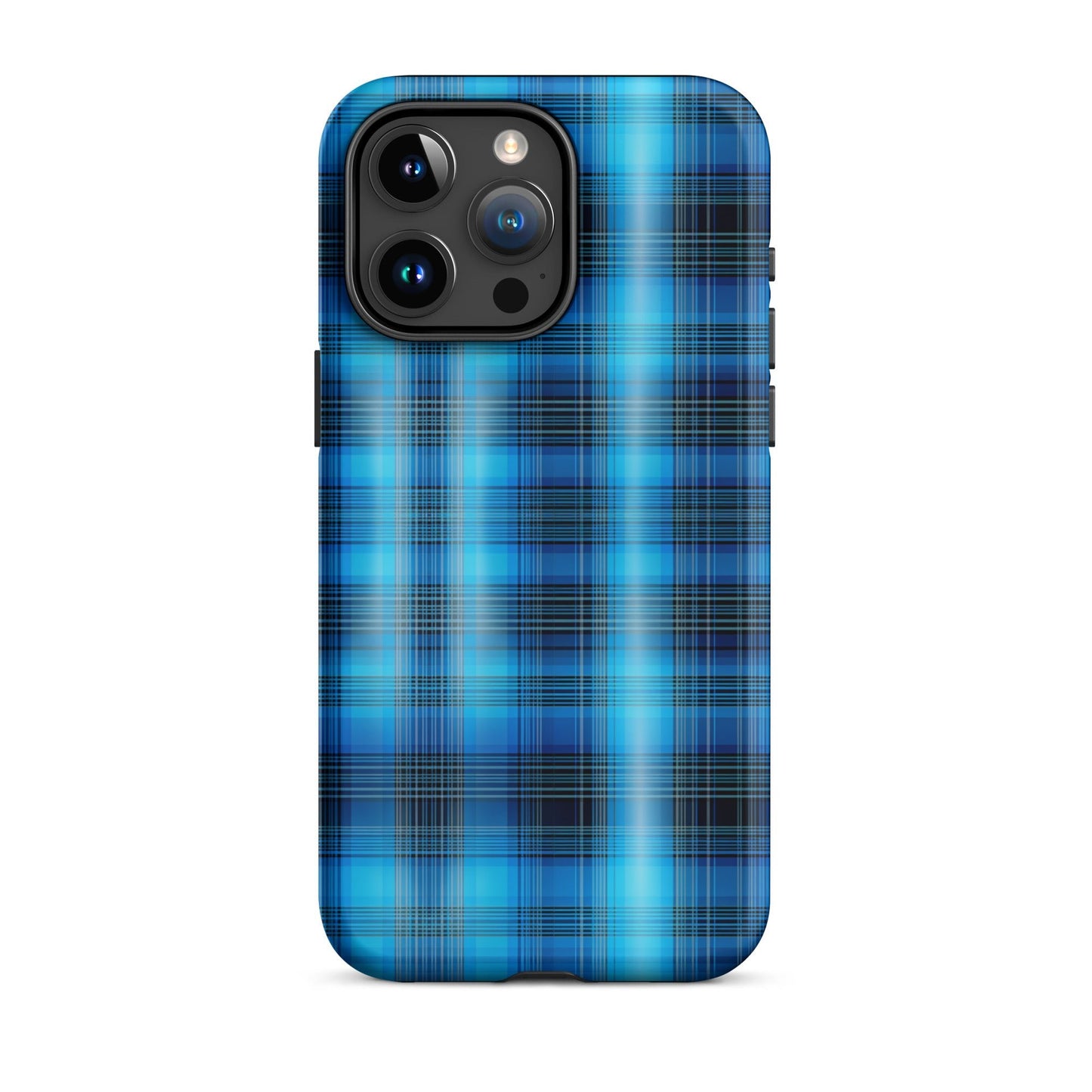 Front Blue Plaid Signature Design - Tough Case for iPhone® Tough #MzKittyz #NikkiDKatArt