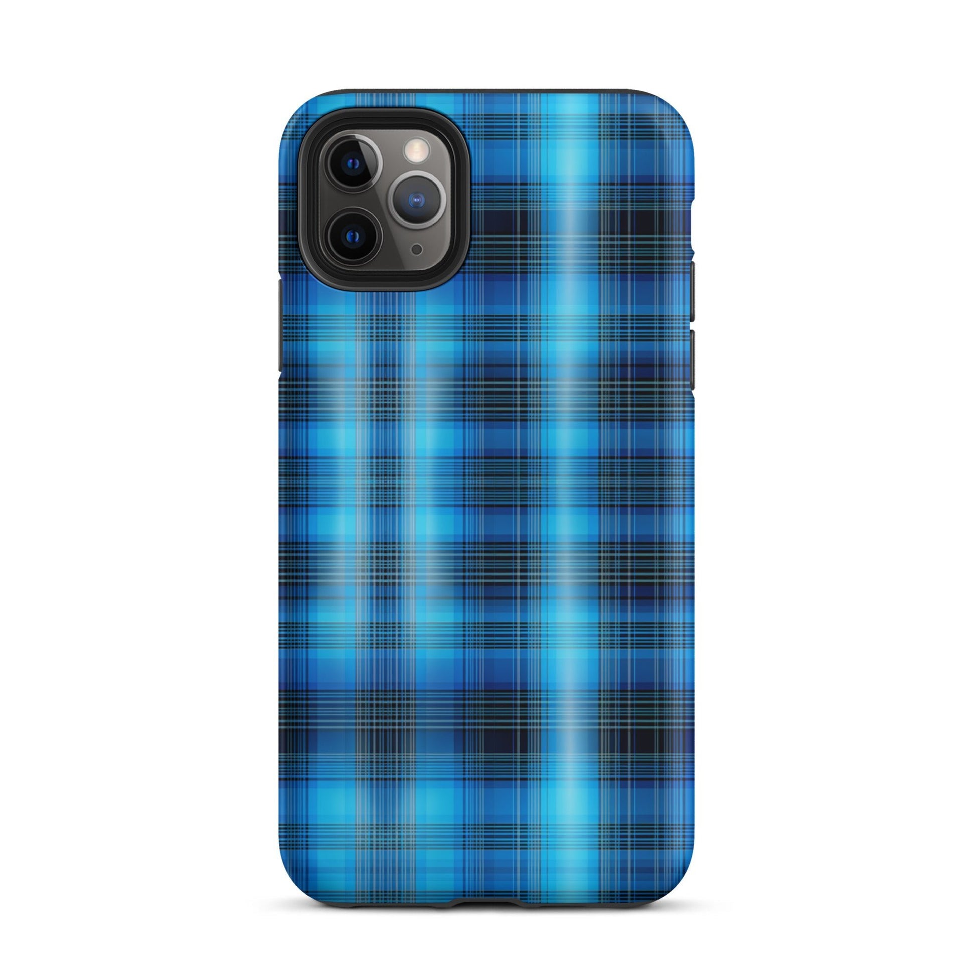 Front Blue Plaid Signature Design - Tough Case for iPhone® Tough #MzKittyz #NikkiDKatArt