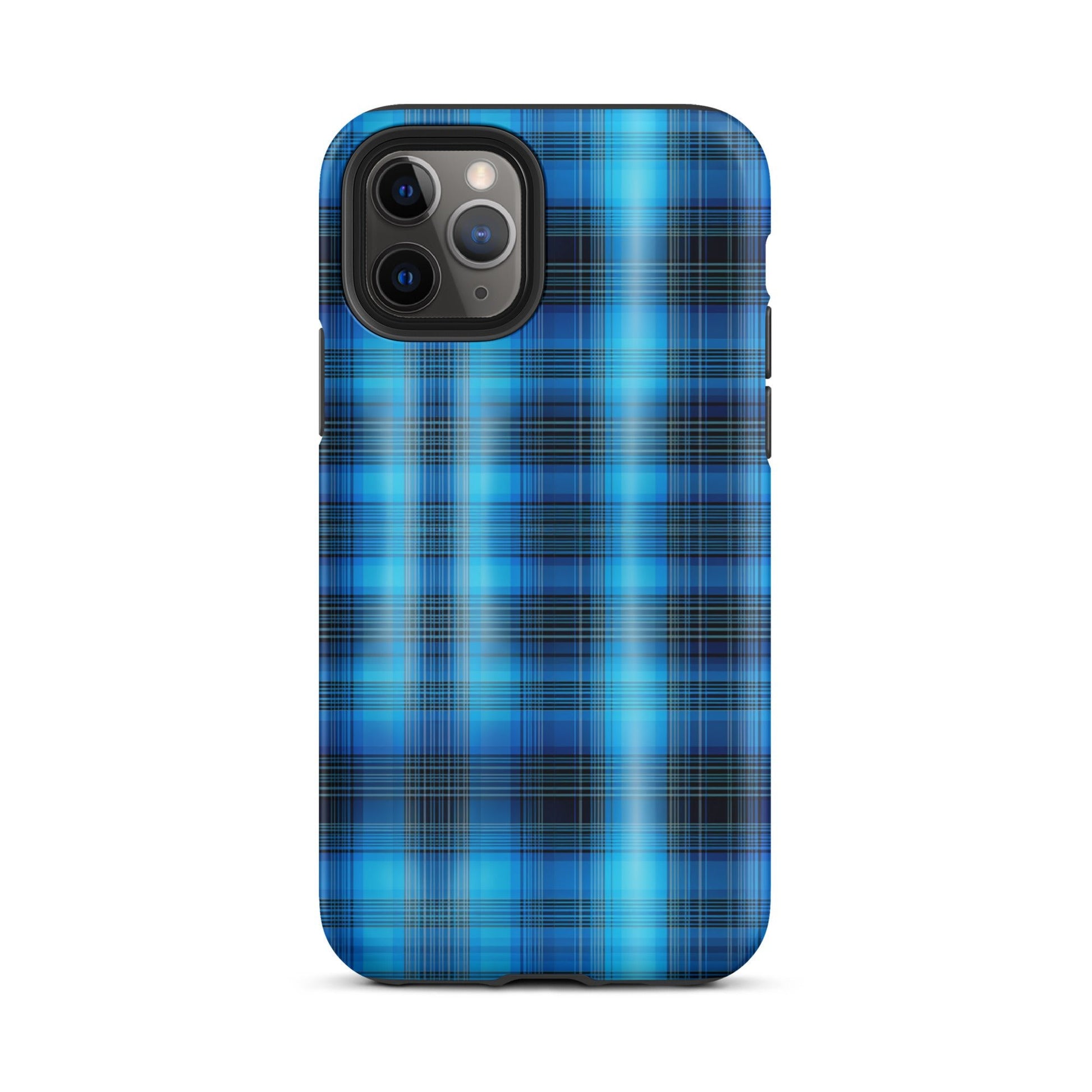 Front Blue Plaid Signature Design - Tough Case for iPhone® Tough #MzKittyz #NikkiDKatArt