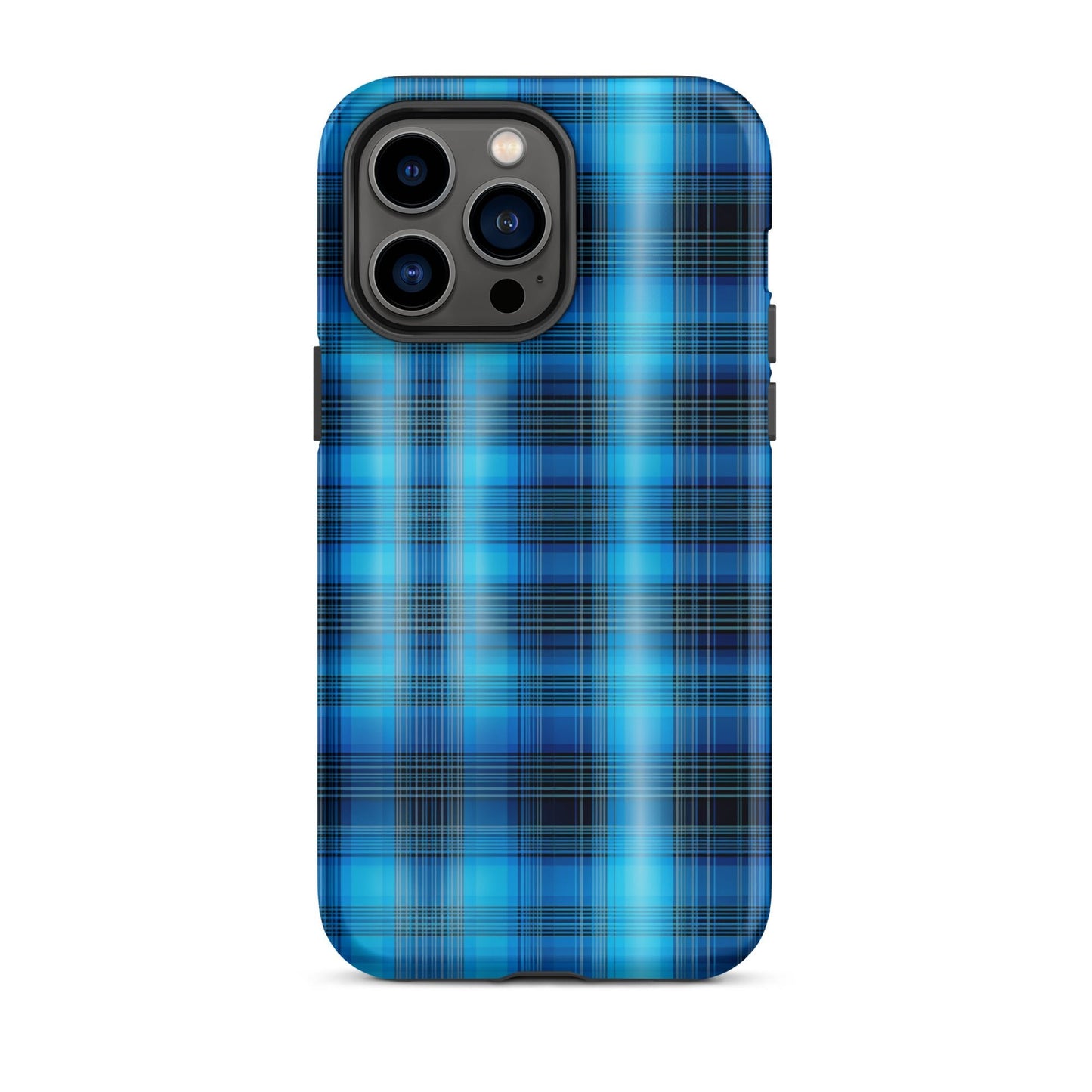 Front Blue Plaid Signature Design - Tough Case for iPhone® Tough #MzKittyz #NikkiDKatArt