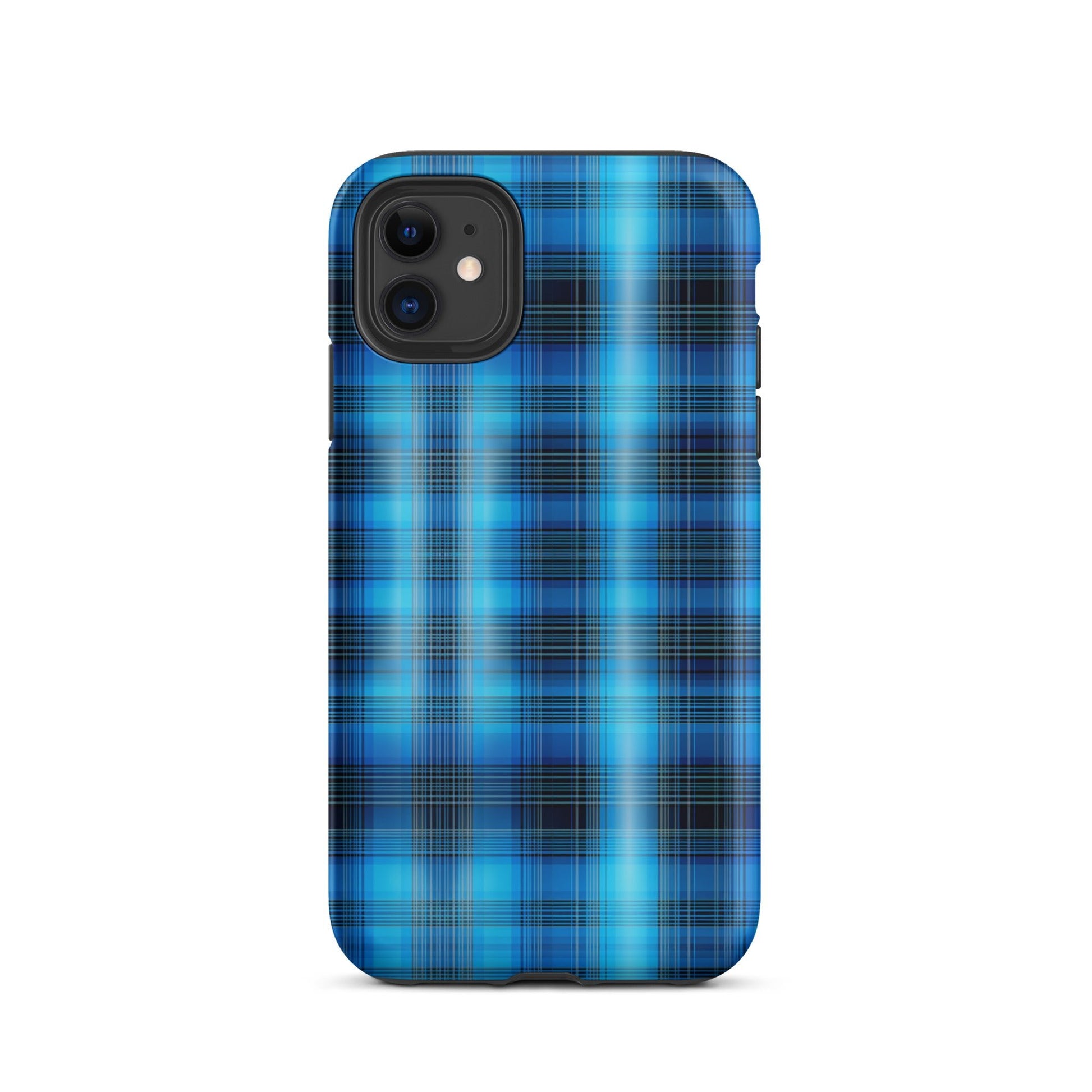Front Blue Plaid Signature Design - Tough Case for iPhone® Tough #MzKittyz #NikkiDKatArt
