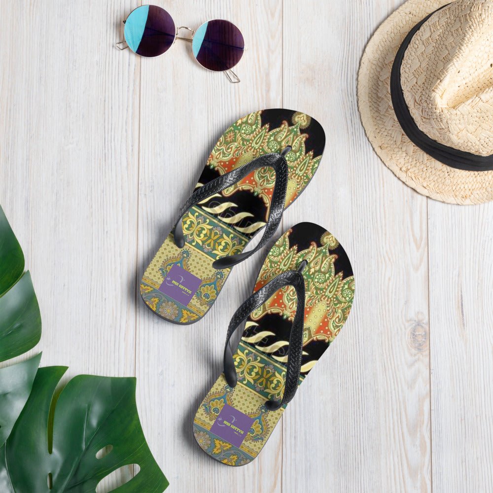 Front Bombay Signature - Unisex Flip-Flops Flip Flops #MzKittyz #NikkiDKatArt