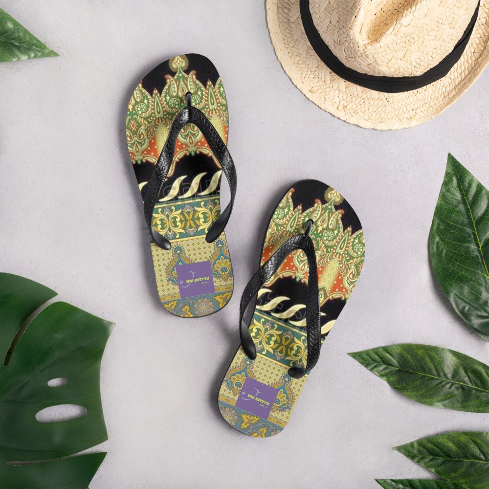 Front Bombay Signature - Unisex Flip-Flops Flip Flops #MzKittyz #NikkiDKatArt
