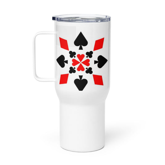 Front Casino Cards - Stainless Travel mug with a handle - 25oz #MzKittyz #NikkiDKatArt