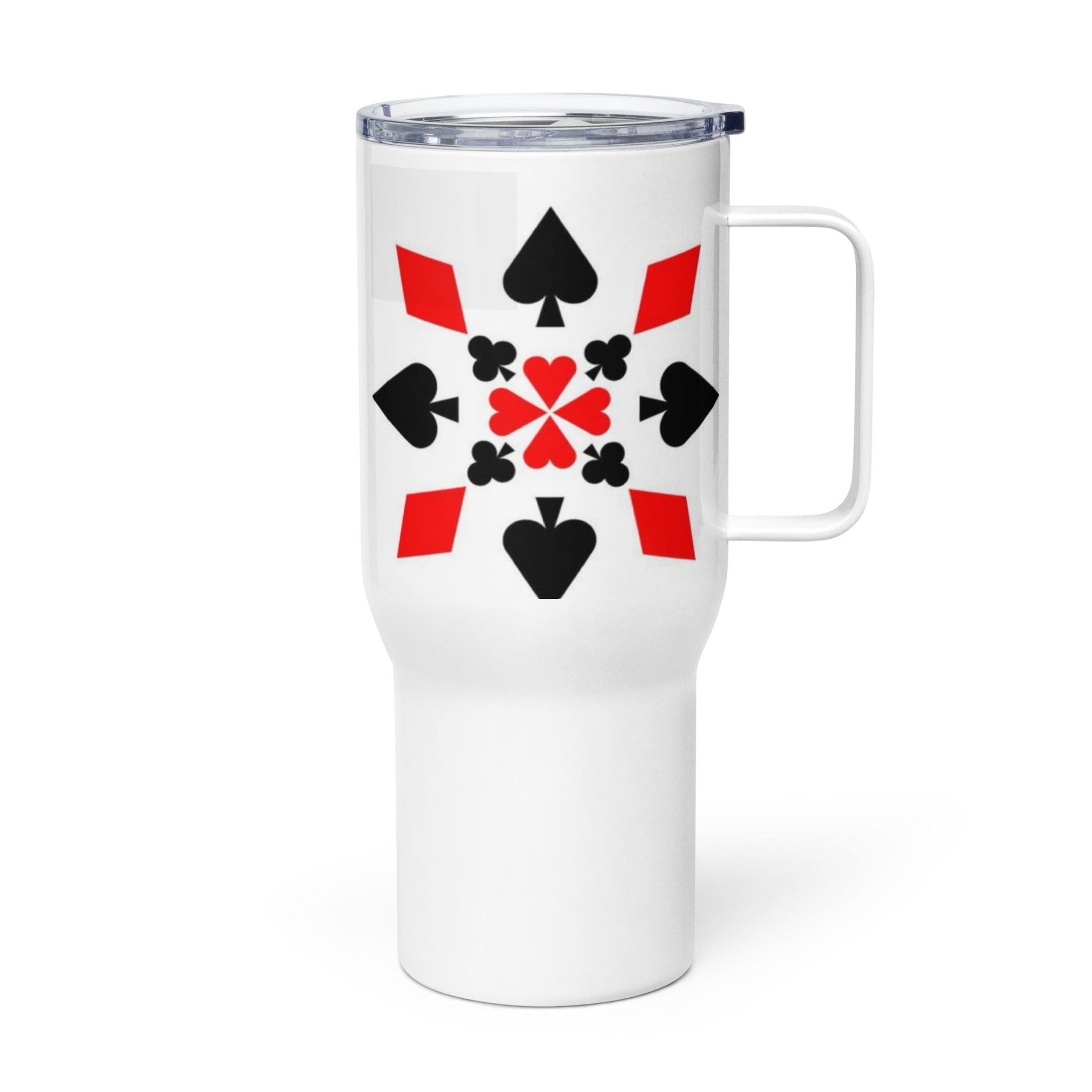 Front Casino Cards - Stainless Travel mug with a handle - 25oz #MzKittyz #NikkiDKatArt