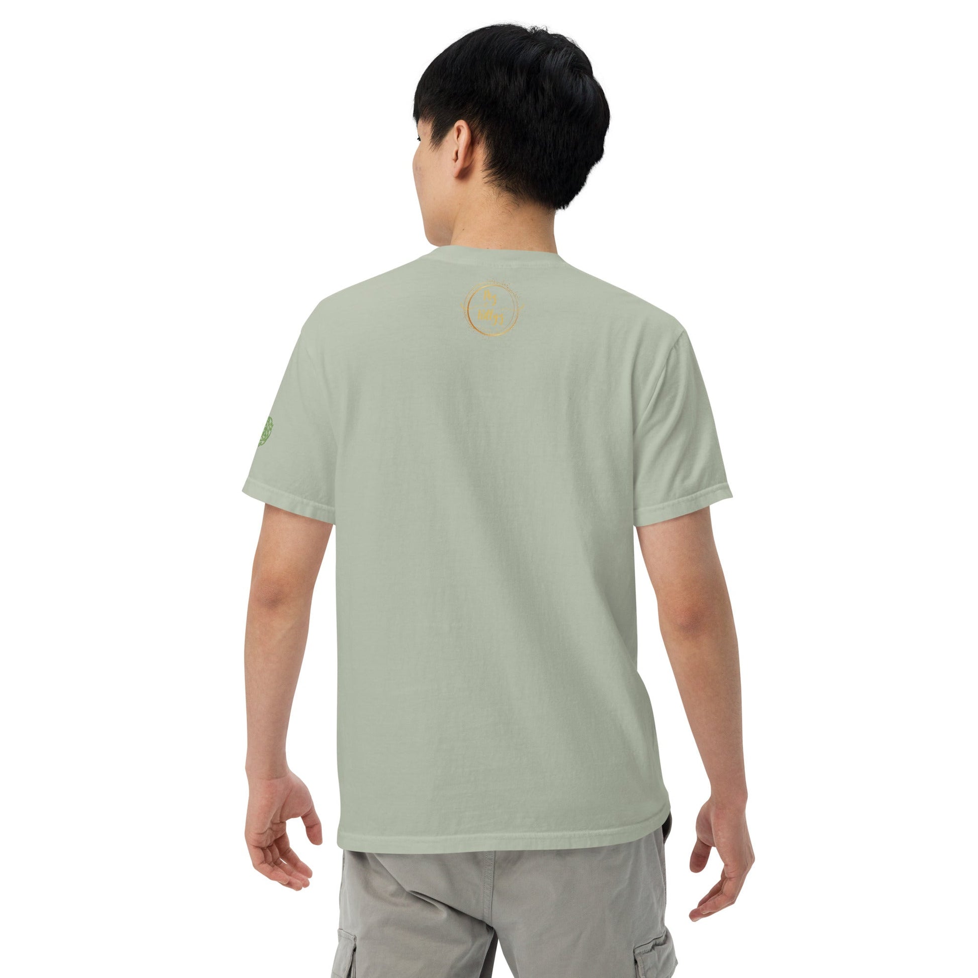 Front Celtic Knot Designs Embroidered- Unisex, garment-dyed Heavyweight T-shirt #MzKittyz #NikkiDKatArt