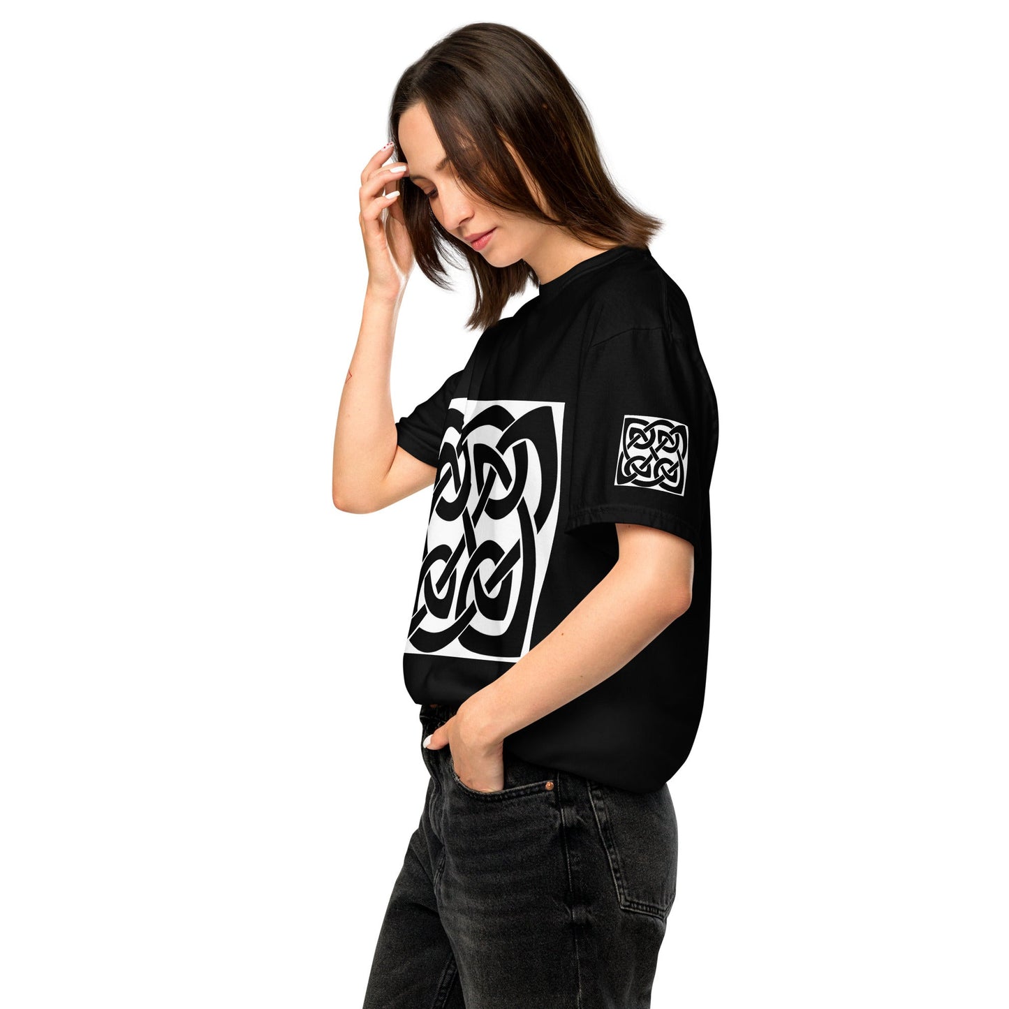 Front Celtic Knot Unisex garment-dyed Heavyweight T-shirt - 100% Cotton - up to 4XL #MzKittyz #NikkiDKatArt