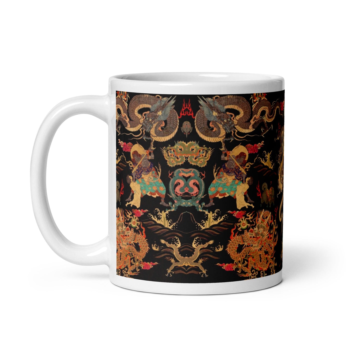 Front Chinese Dragon & Snake Design - White glossy mug - 3 sizes #MzKittyz #NikkiDKatArt