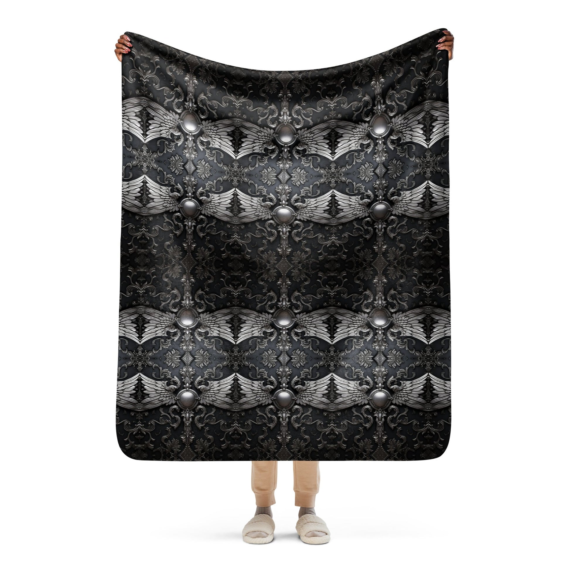 Front Chrome Animal Sherpa Blanket - 50" x 60" #MzKittyz #NikkiDKatArt