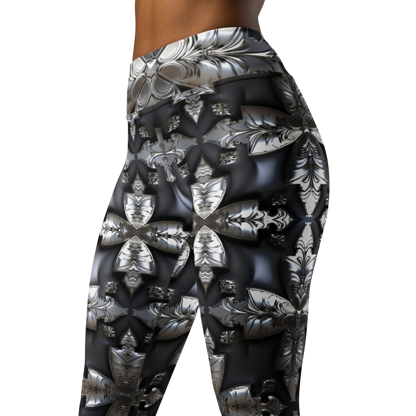 Front Chrome Cross Yoga Leggings #MzKittyz #NikkiDKatArt
