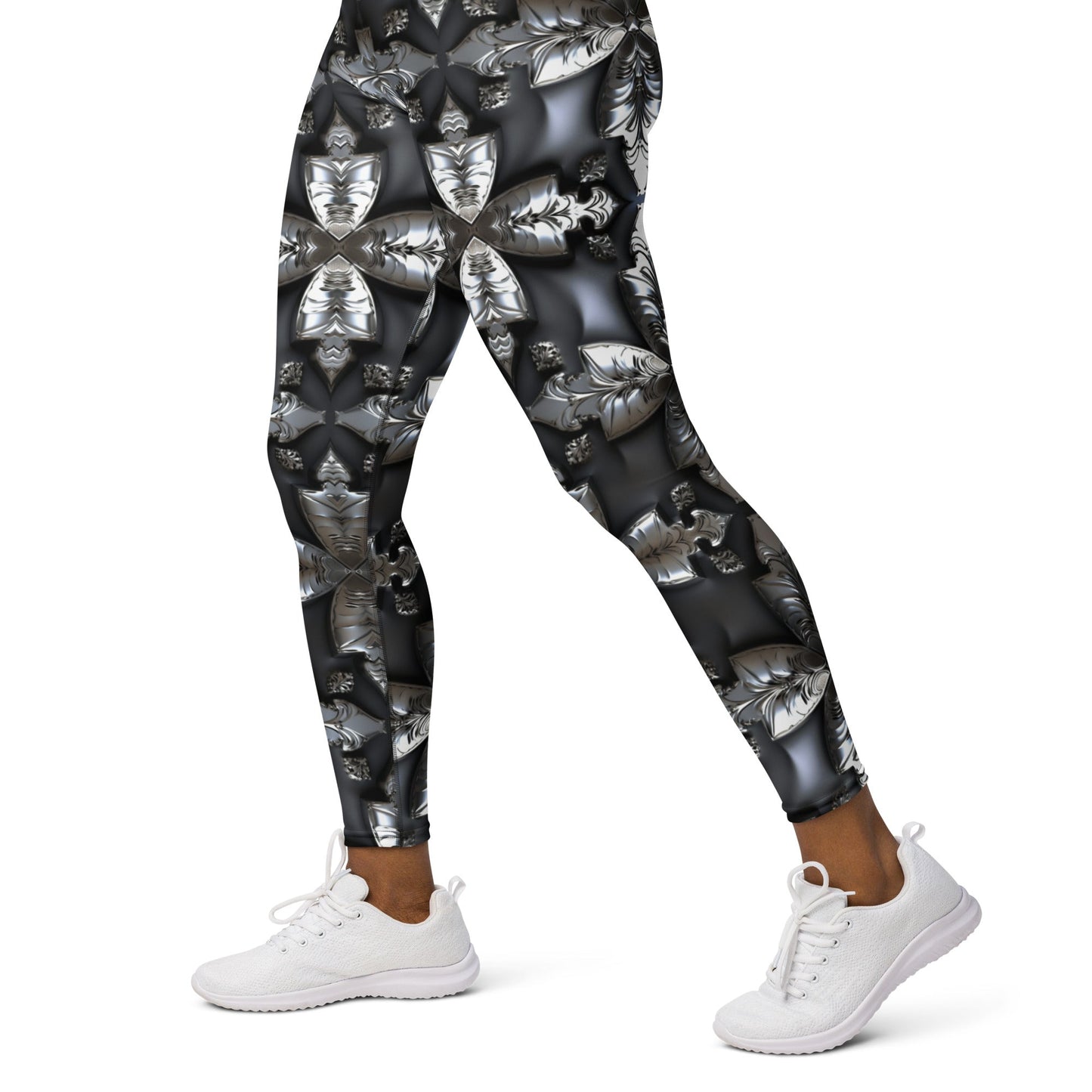 Front Chrome Cross Yoga Leggings #MzKittyz #NikkiDKatArt