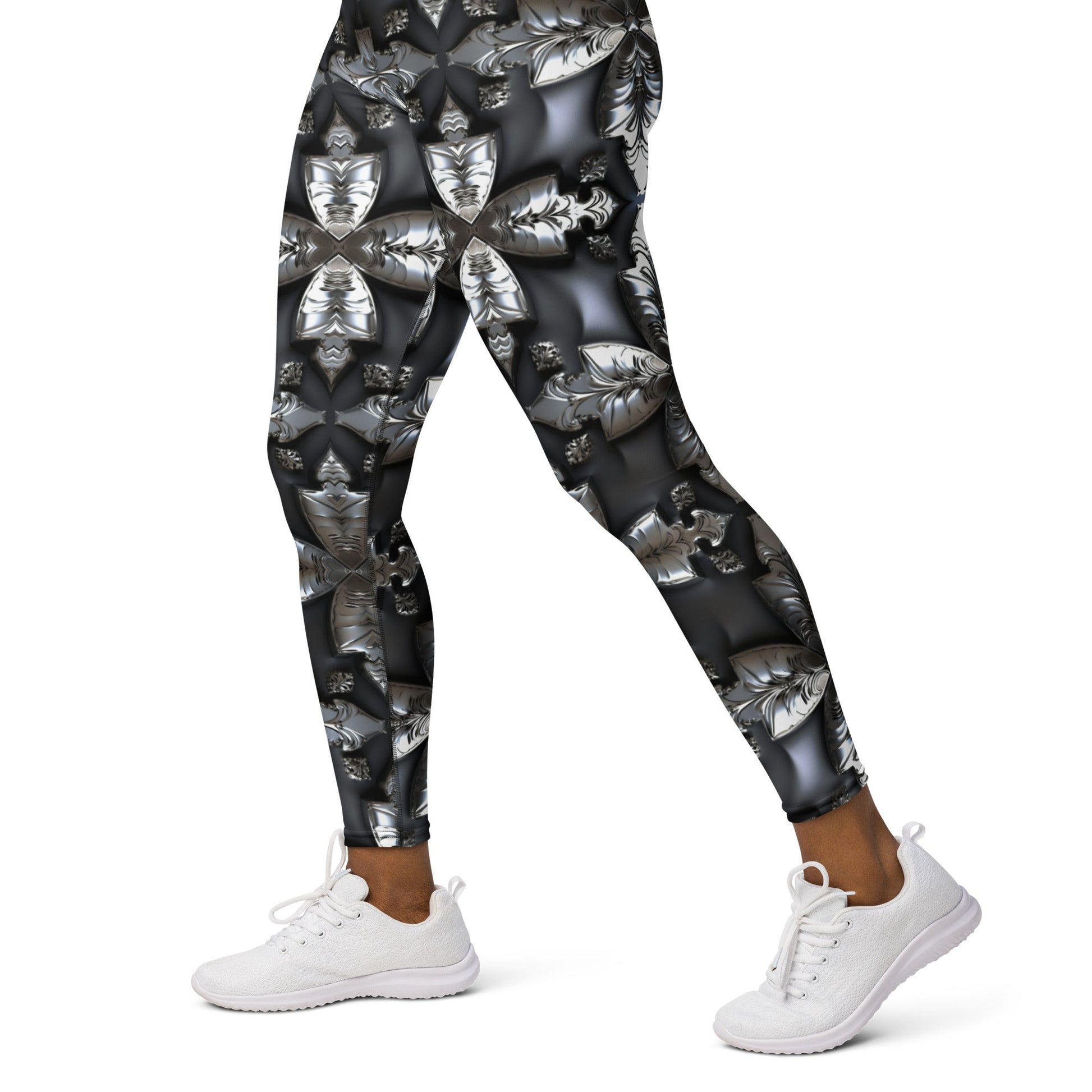 Front Chrome Cross Yoga Leggings #MzKittyz #NikkiDKatArt