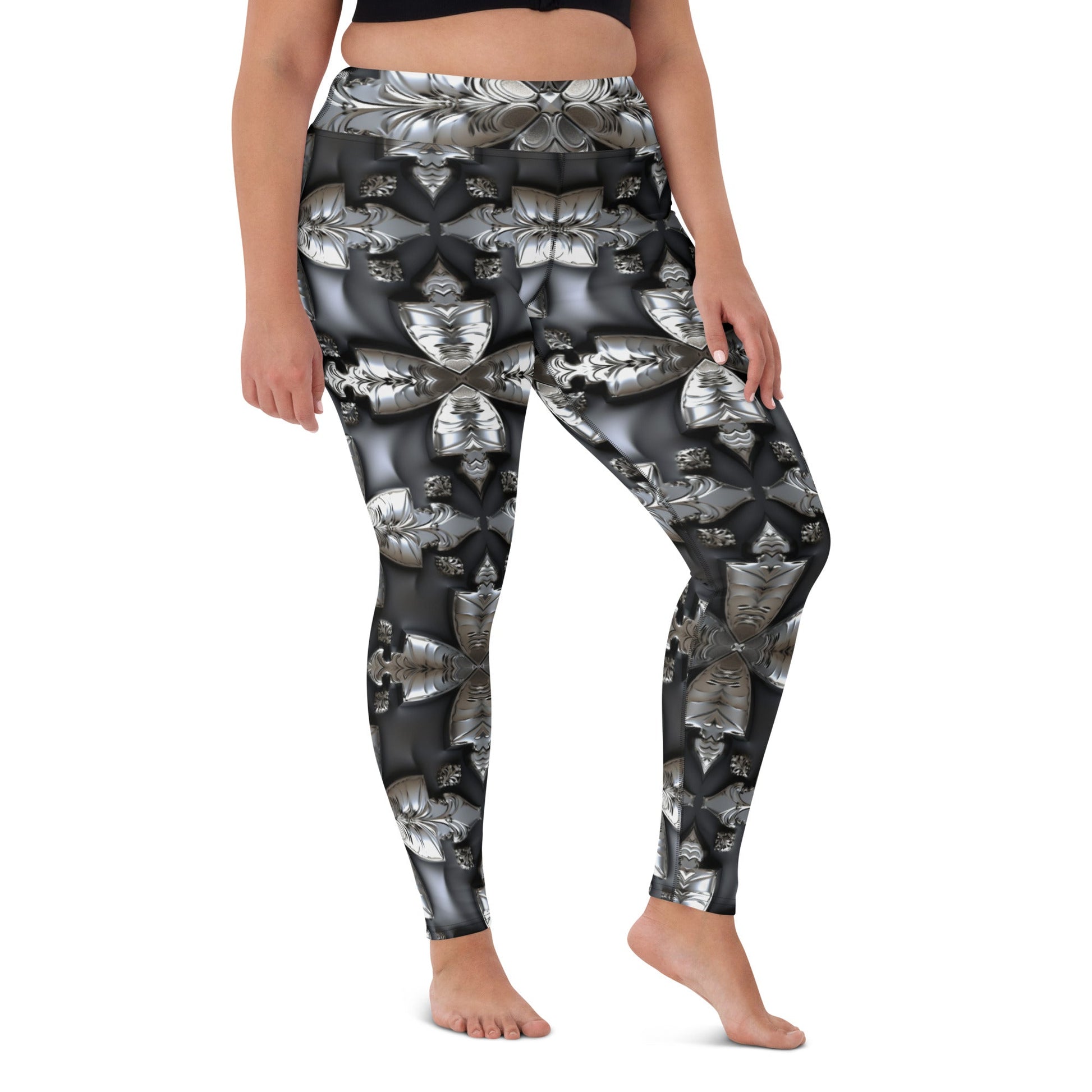 Front Chrome Cross Yoga Leggings #MzKittyz #NikkiDKatArt