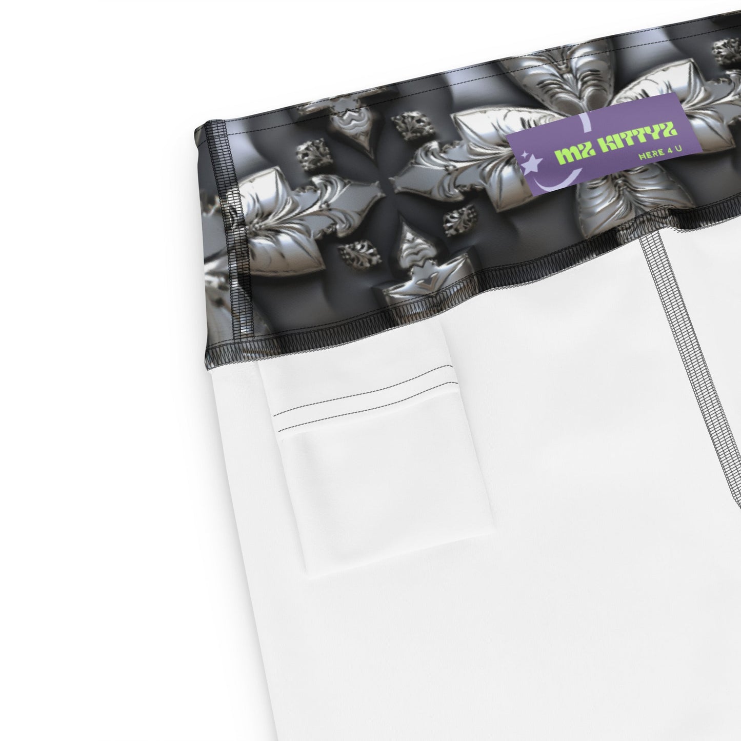 Front Chrome Cross Yoga Leggings #MzKittyz #NikkiDKatArt