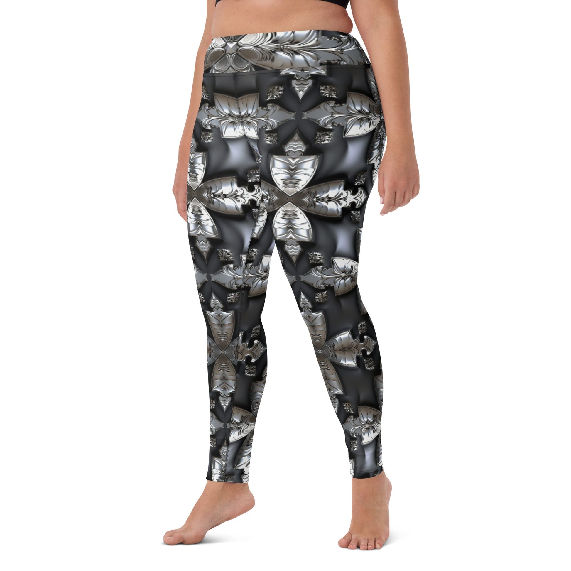 Front Chrome Cross Yoga Leggings #MzKittyz #NikkiDKatArt