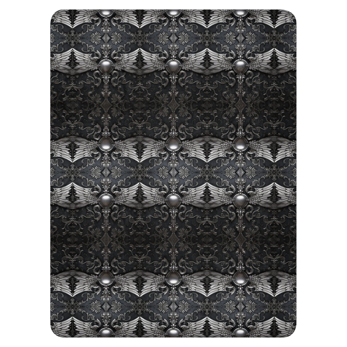 Front Chrome Crosses & Wings Sherpa Blanket 60" x 70" #MzKittyz #NikkiDKatArt