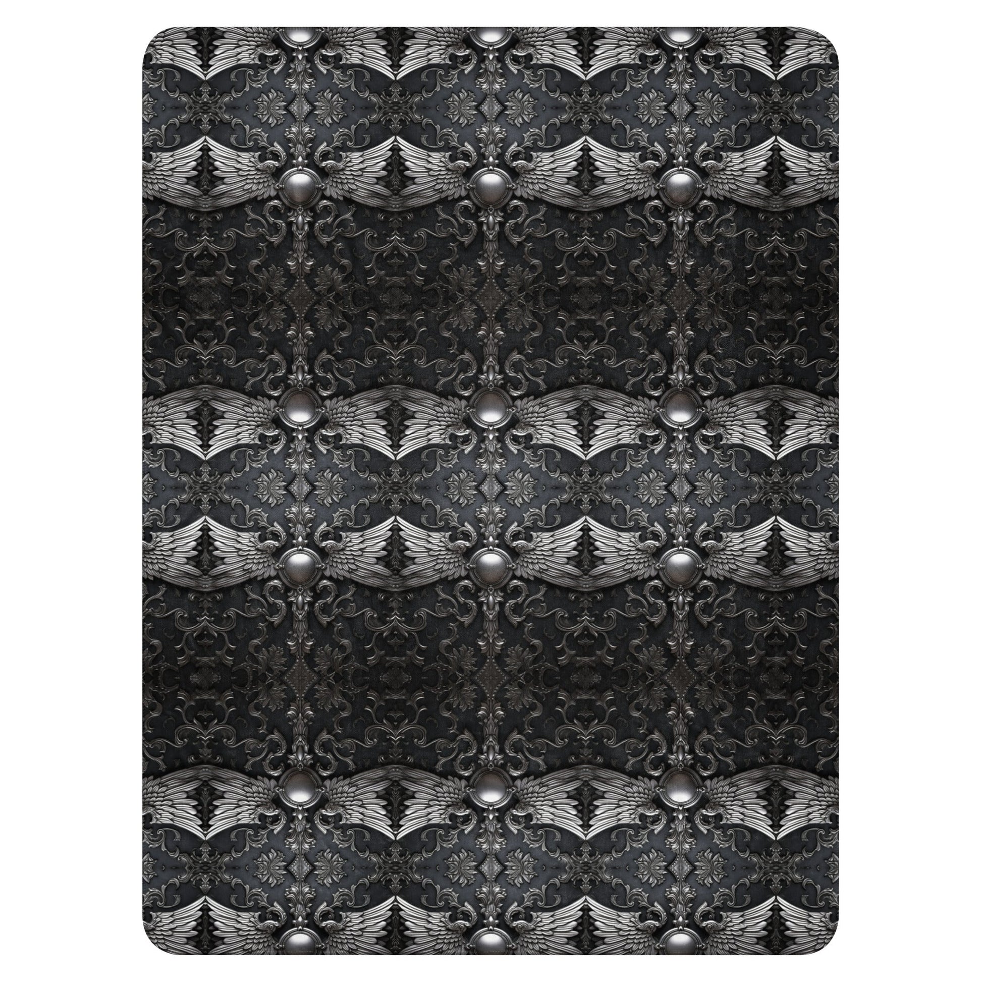 Front Chrome Crosses & Wings Sherpa Blanket 60" x 70" #MzKittyz #NikkiDKatArt