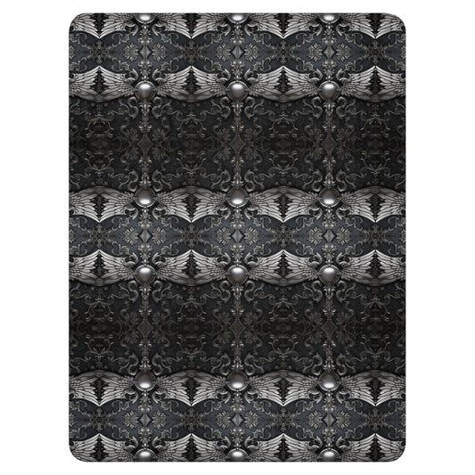 Front Chrome Crosses & Wings Sherpa Blanket 60" x 70" #MzKittyz #NikkiDKatArt