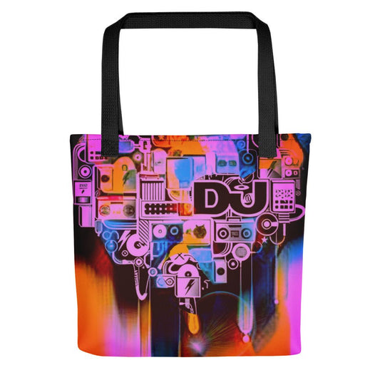 Front Dj Love Design Tote Bag - Handles in black or yellow Tote Bag #MzKittyz #NikkiDKatArt