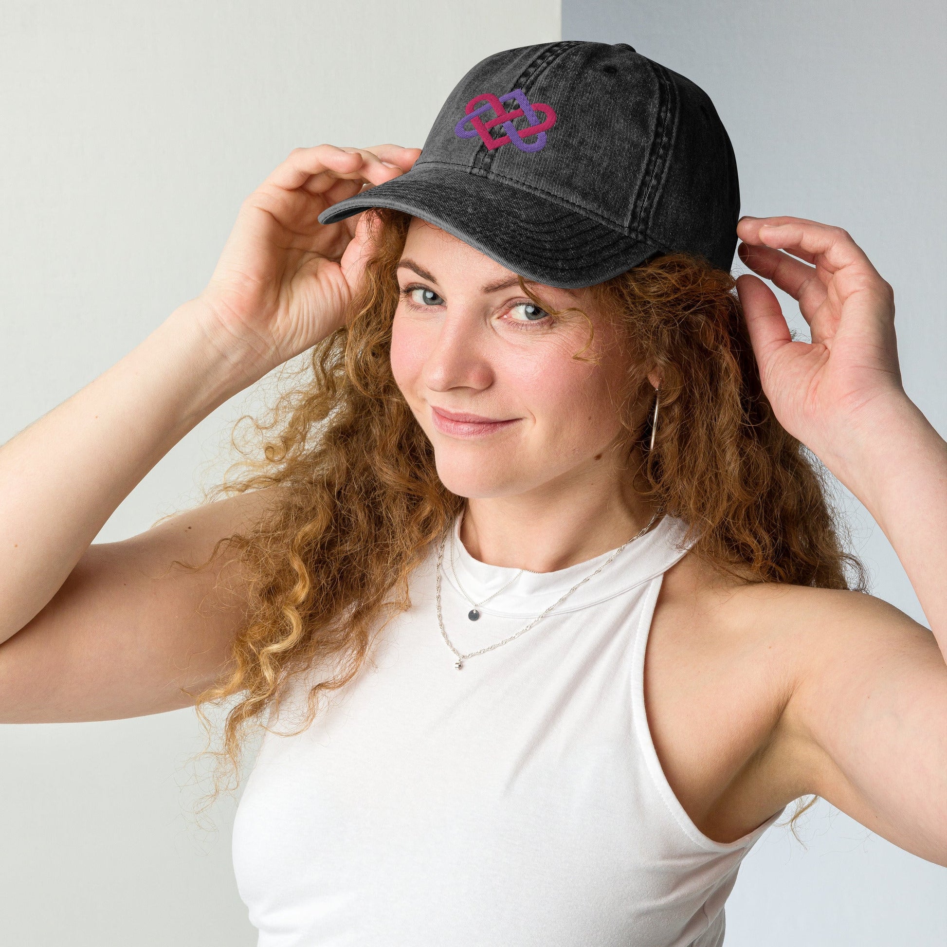 Front Embroidered Celtic Love Knot & Tulip Love Symbol - Vintage Cotton Twill Cap #MzKittyz #NikkiDKatArt