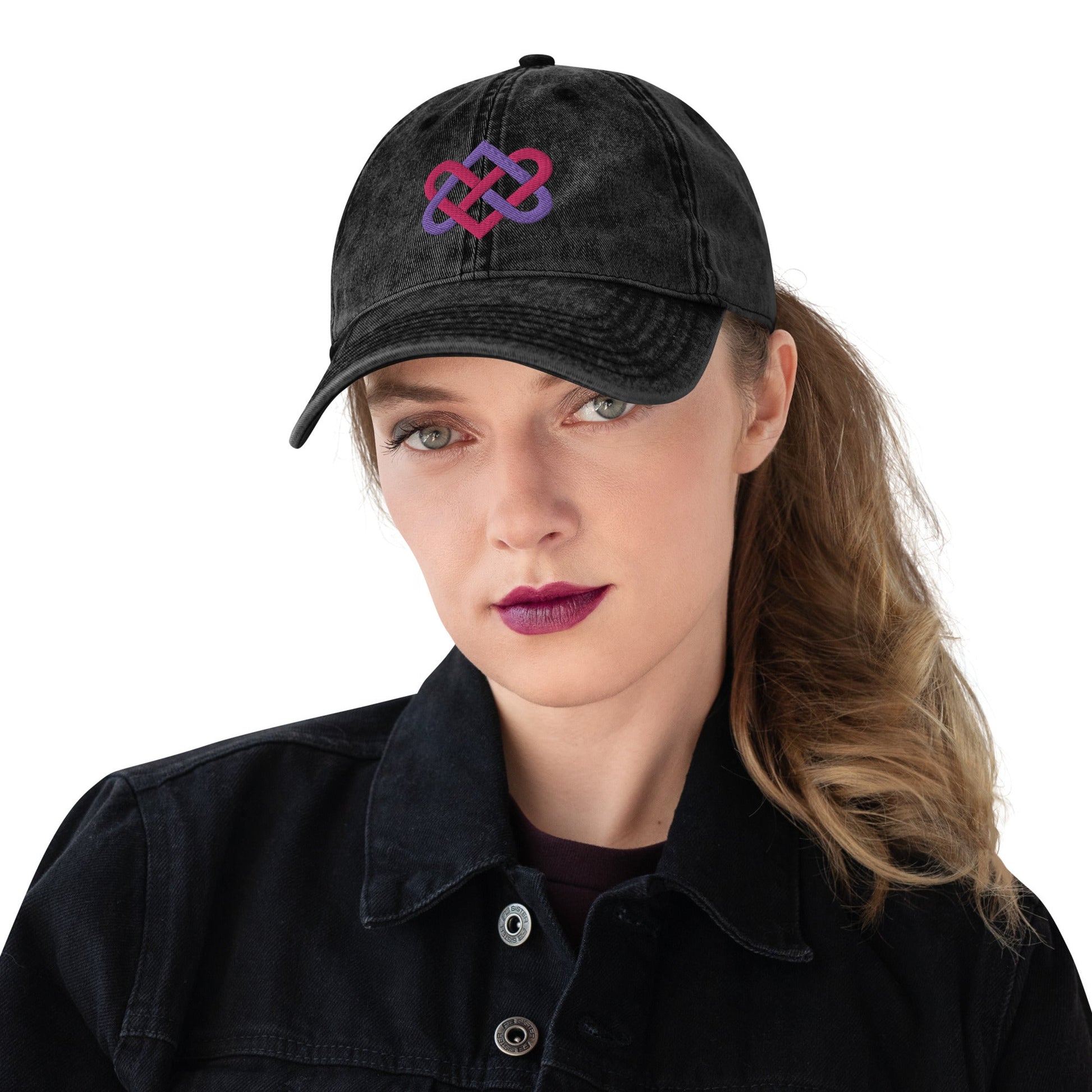 Front Embroidered Celtic Love Knot & Tulip Love Symbol - Vintage Cotton Twill Cap #MzKittyz #NikkiDKatArt