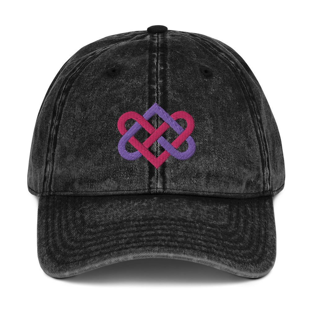 Front Embroidered Celtic Love Knot & Tulip Love Symbol - Vintage Cotton Twill Cap #MzKittyz #NikkiDKatArt