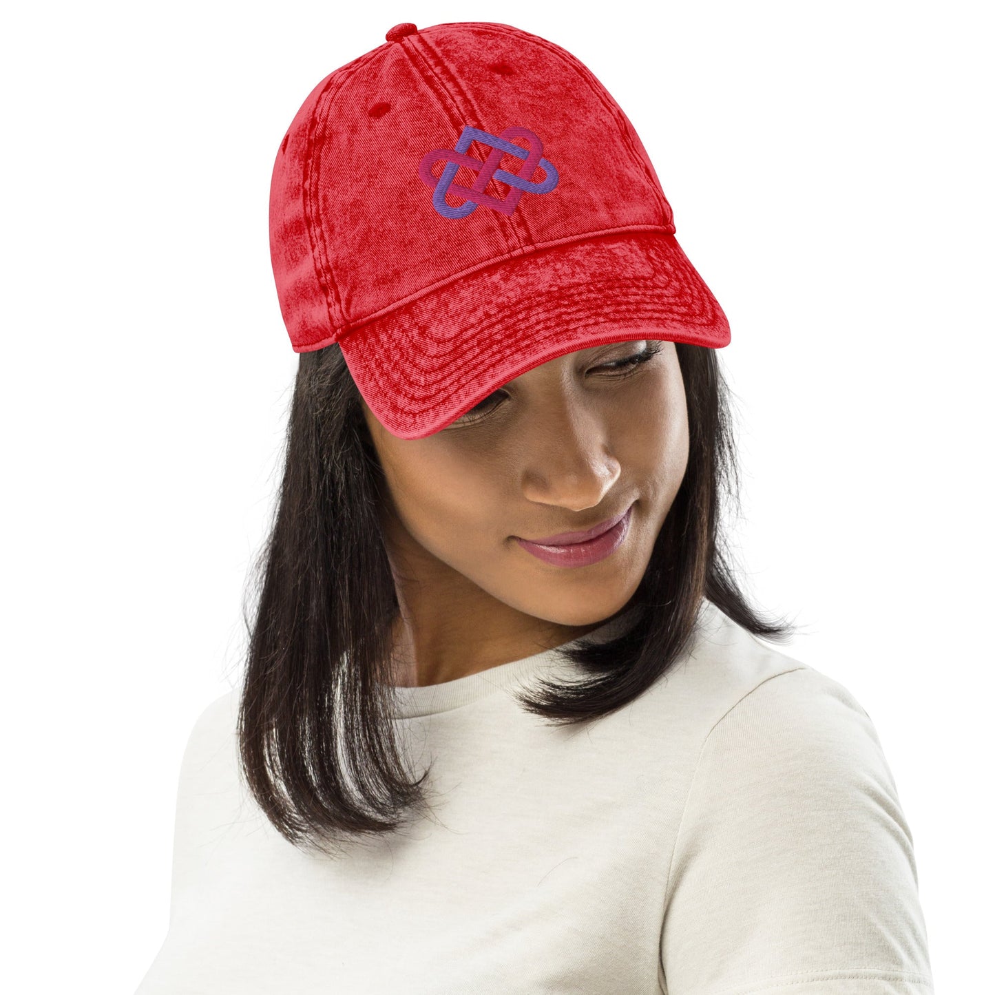 Front Embroidered Celtic Love Knot & Tulip Love Symbol - Vintage Cotton Twill Cap #MzKittyz #NikkiDKatArt