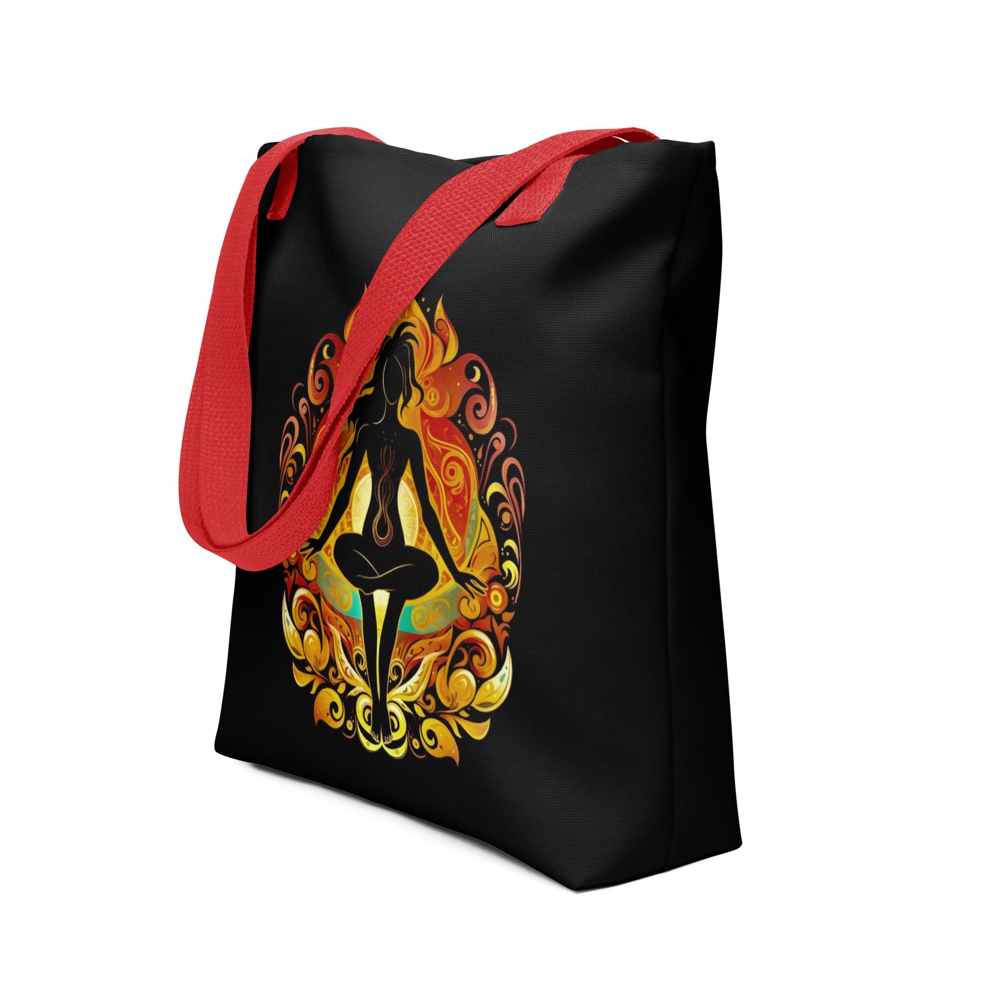 Front Enlightened Chakra Yoga Design - Tote bag - Dual Handles in 3 Colors - up to 44 lbs. #MzKittyz #NikkiDKatArt