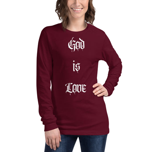 Front "God is Love, Love is God" - Unisex Long Sleeve Tee- Various Colors - 100% Cotton Tshirt, LongSleeve, Unisex #MzKittyz #NikkiDKatArt