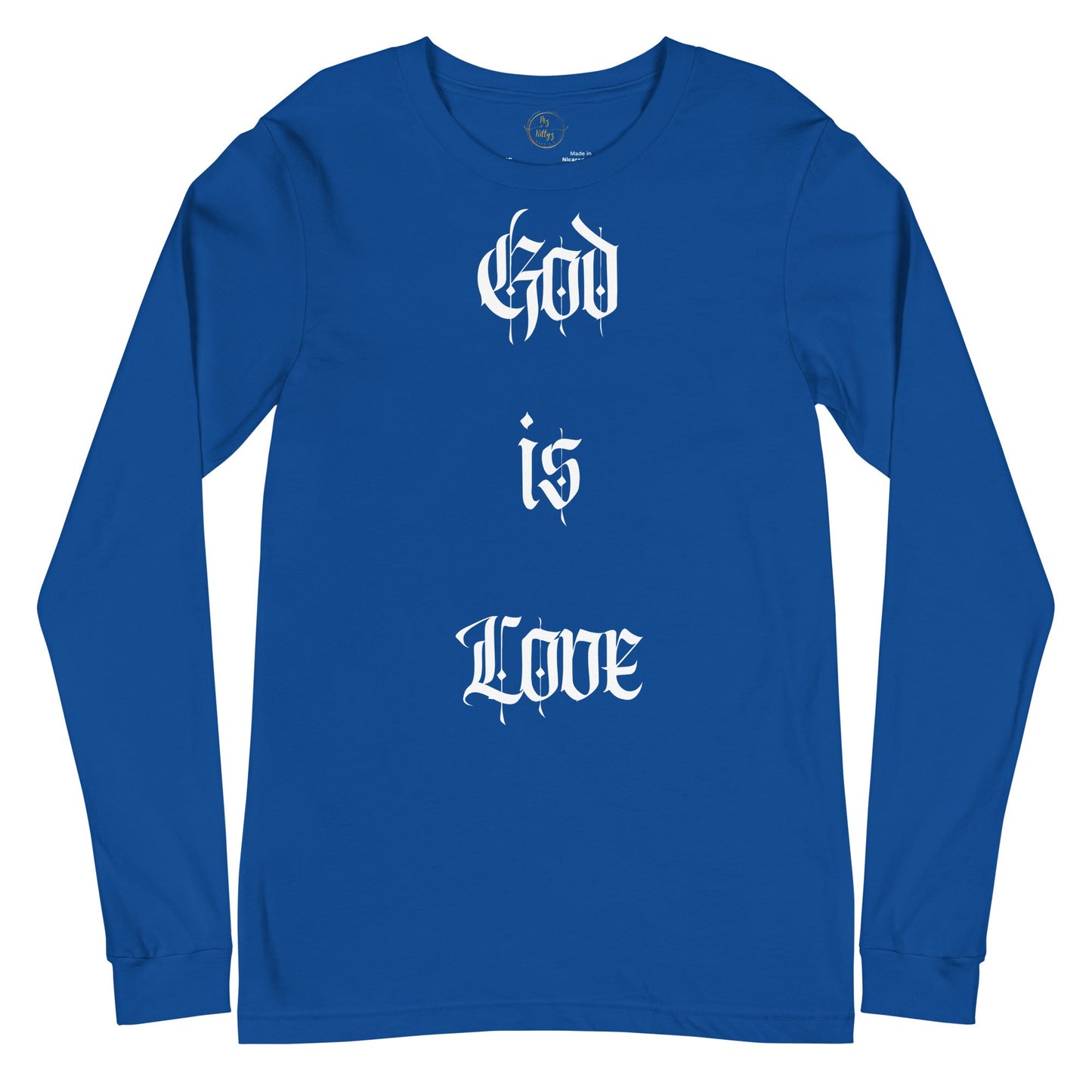 Front "God is Love, Love is God" - Unisex Long Sleeve Tee- Various Colors - 100% Cotton Tshirt, LongSleeve, Unisex #MzKittyz #NikkiDKatArt
