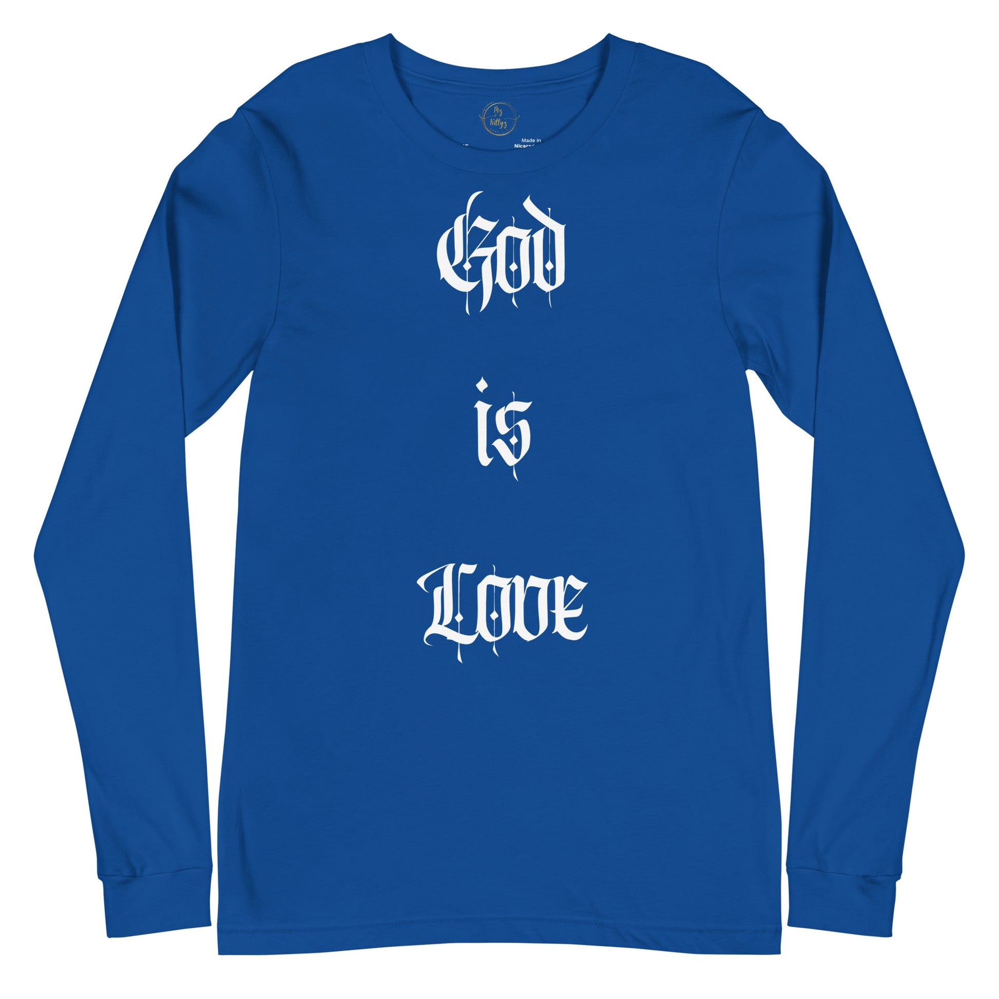 Front "God is Love, Love is God" - Unisex Long Sleeve Tee- Various Colors - 100% Cotton Tshirt, LongSleeve, Unisex #MzKittyz #NikkiDKatArt
