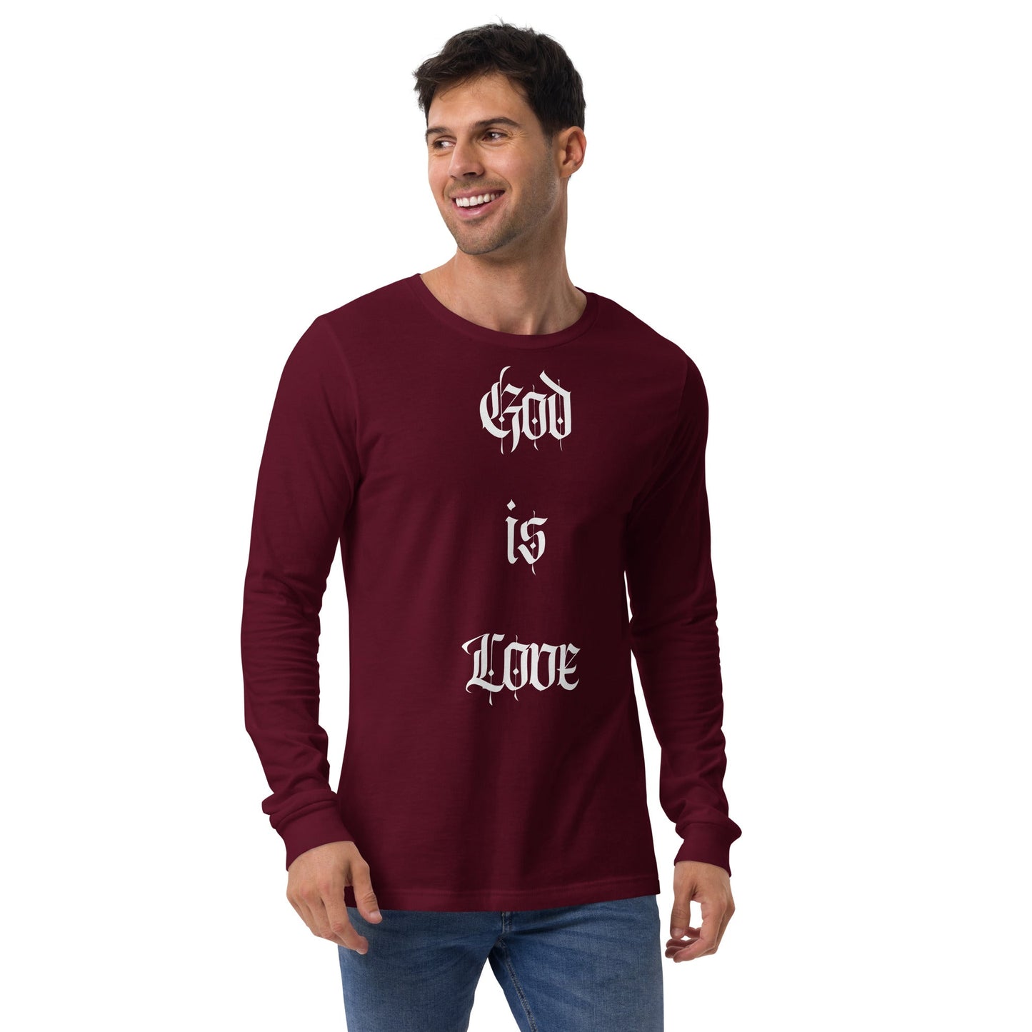 Front "God is Love, Love is God" - Unisex Long Sleeve Tee- Various Colors - 100% Cotton Tshirt, LongSleeve, Unisex #MzKittyz #NikkiDKatArt