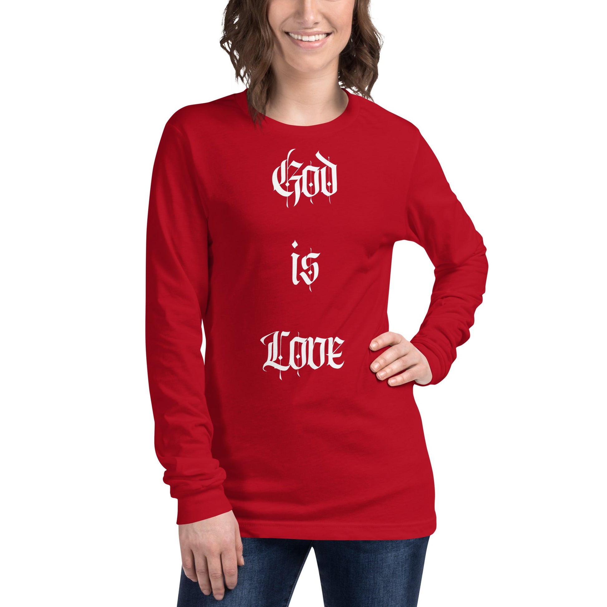 Front "God is Love, Love is God" - Unisex Long Sleeve Tee- Various Colors - 100% Cotton Tshirt, LongSleeve, Unisex #MzKittyz #NikkiDKatArt