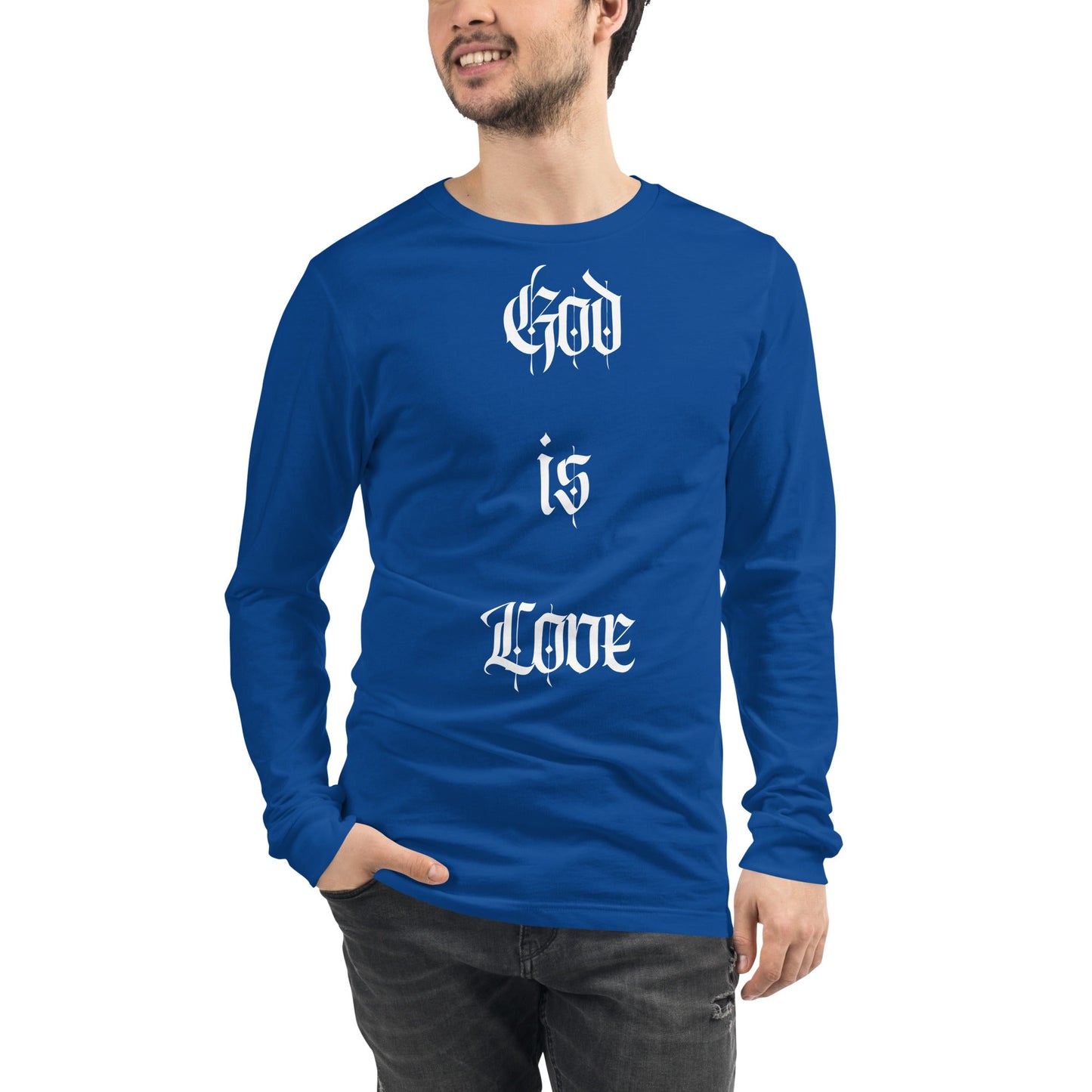 Front "God is Love, Love is God" - Unisex Long Sleeve Tee- Various Colors - 100% Cotton Tshirt, LongSleeve, Unisex #MzKittyz #NikkiDKatArt