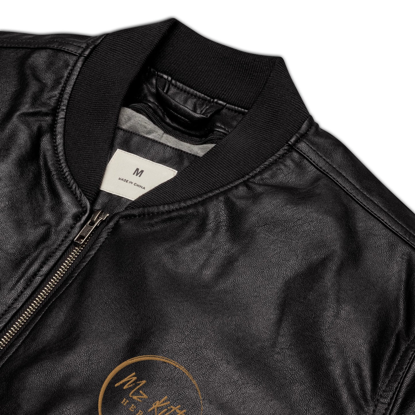 Front Kross Kolours Cross - Mz Kittyz Koz Limited Edition, Unisex, Leather Bomber Jacket - Eco Friendly #MzKittyz #NikkiDKatArt