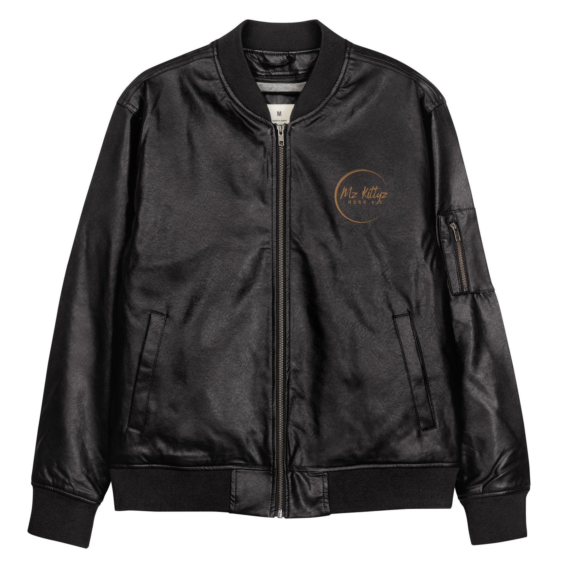 Front Kross Kolours Cross - Mz Kittyz Koz Limited Edition, Unisex, Leather Bomber Jacket - Eco Friendly #MzKittyz #NikkiDKatArt