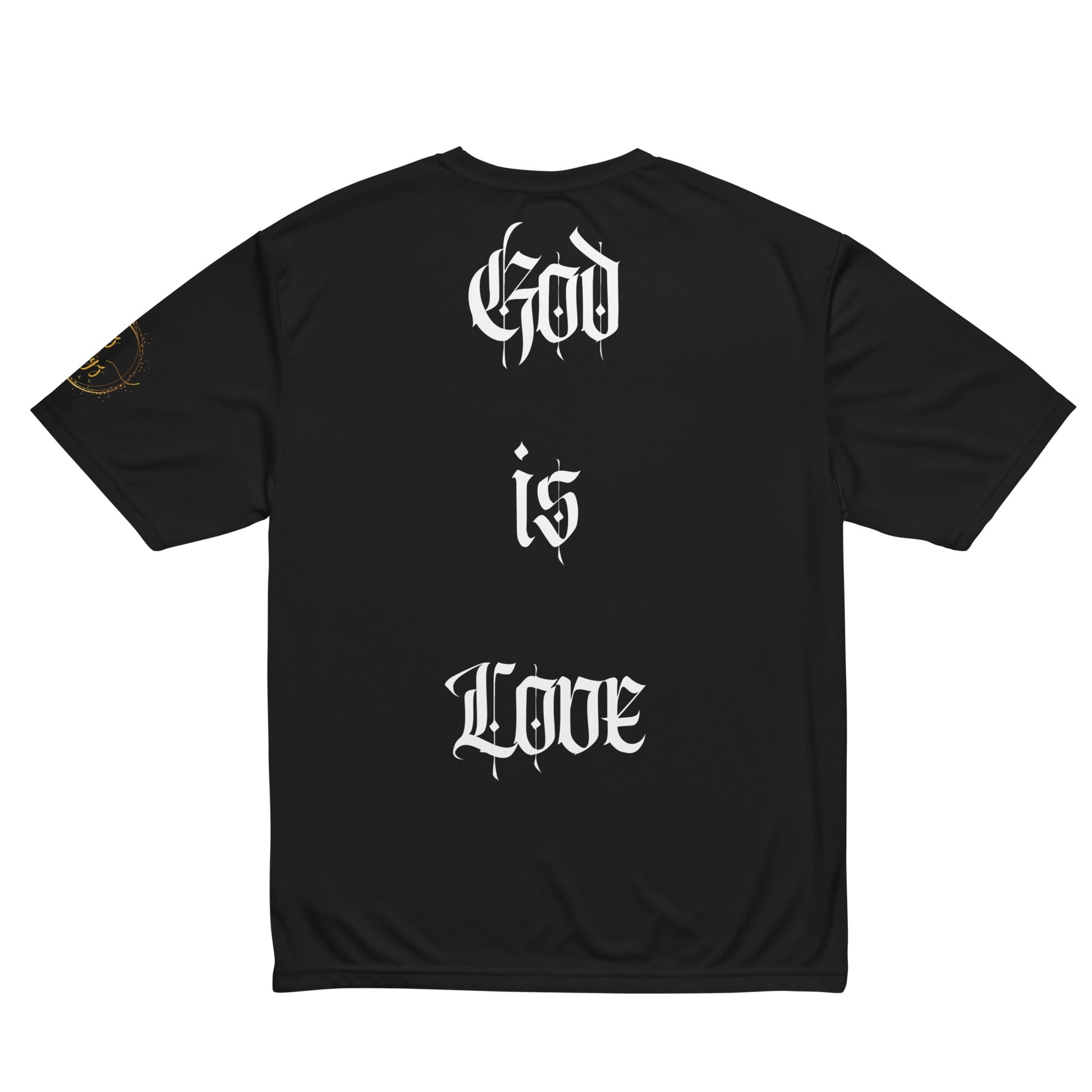 Front "Love is God, God is Love" Unisex performance Crew Neck T-shirt Tshirt, Moisture Wicking - Unisex #MzKittyz #NikkiDKatArt