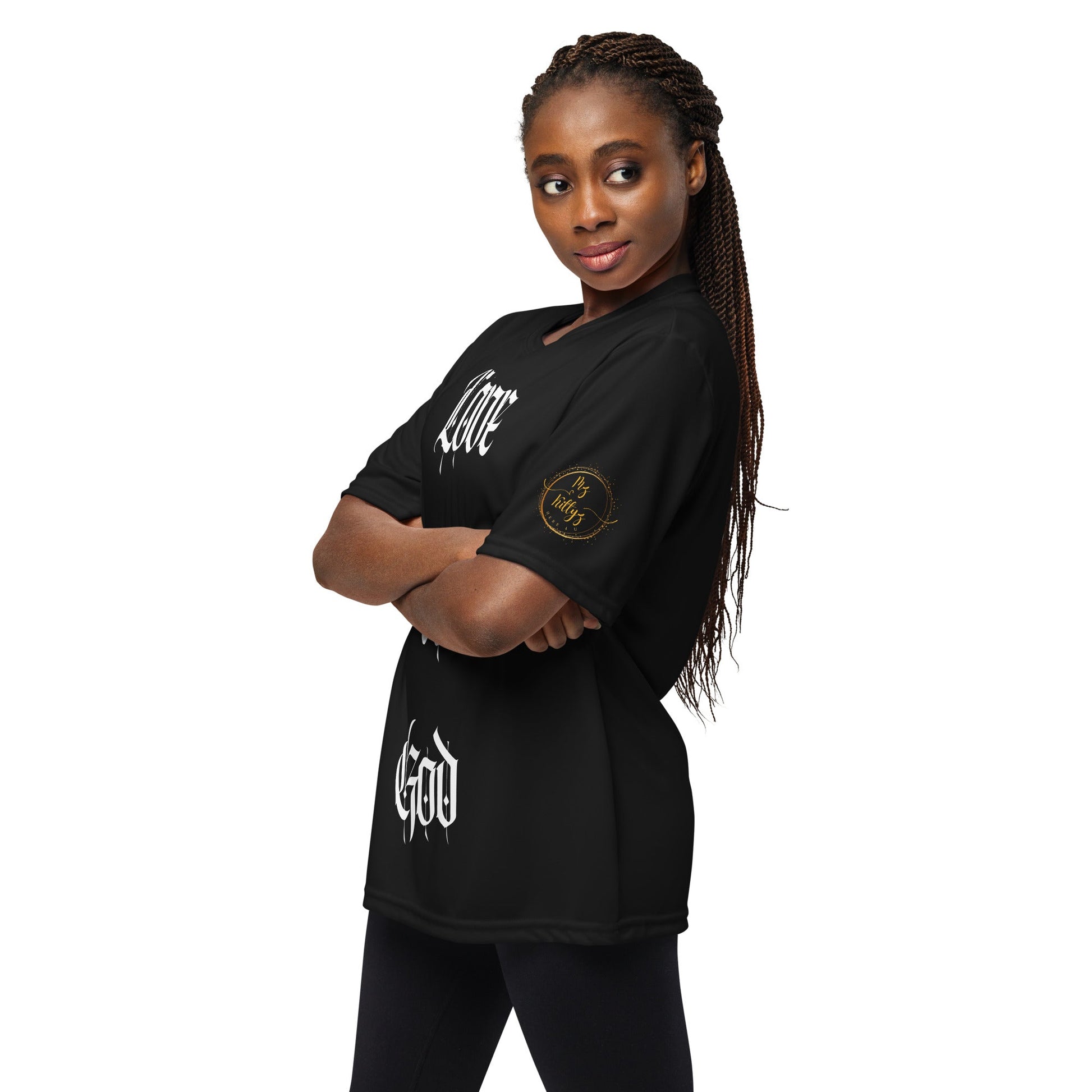 Front "Love is God, God is Love" Unisex performance Crew Neck T-shirt Tshirt, Moisture Wicking - Unisex #MzKittyz #NikkiDKatArt