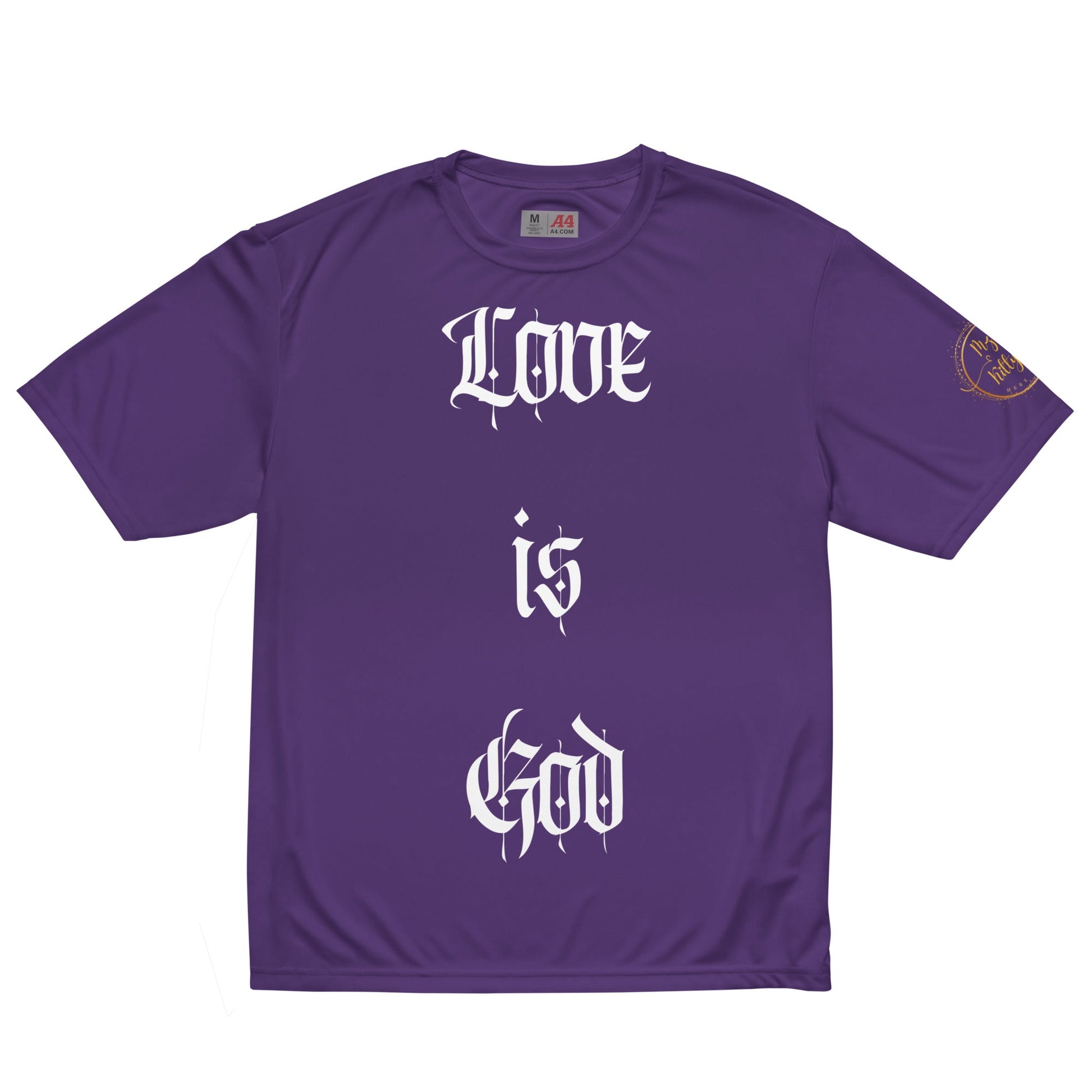 Front "Love is God, God is Love" Unisex performance Crew Neck T-shirt Tshirt, Moisture Wicking - Unisex #MzKittyz #NikkiDKatArt