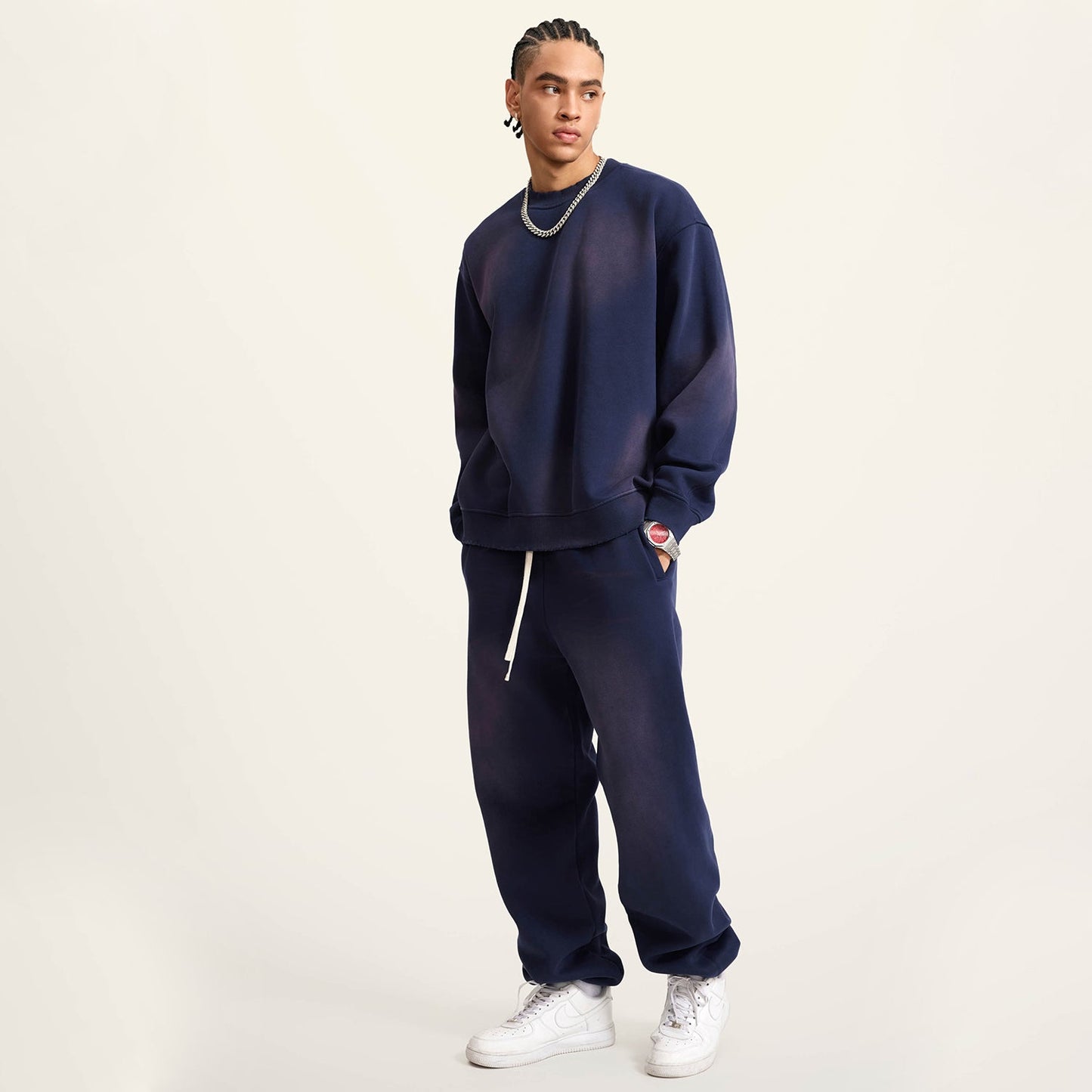 Front Mz Kittyz Bearz Bear - (Royal Blue)Streetwear Unisex Monkey Washed Dyed Fleece Pullover #MzKittyz #NikkiDKatArt